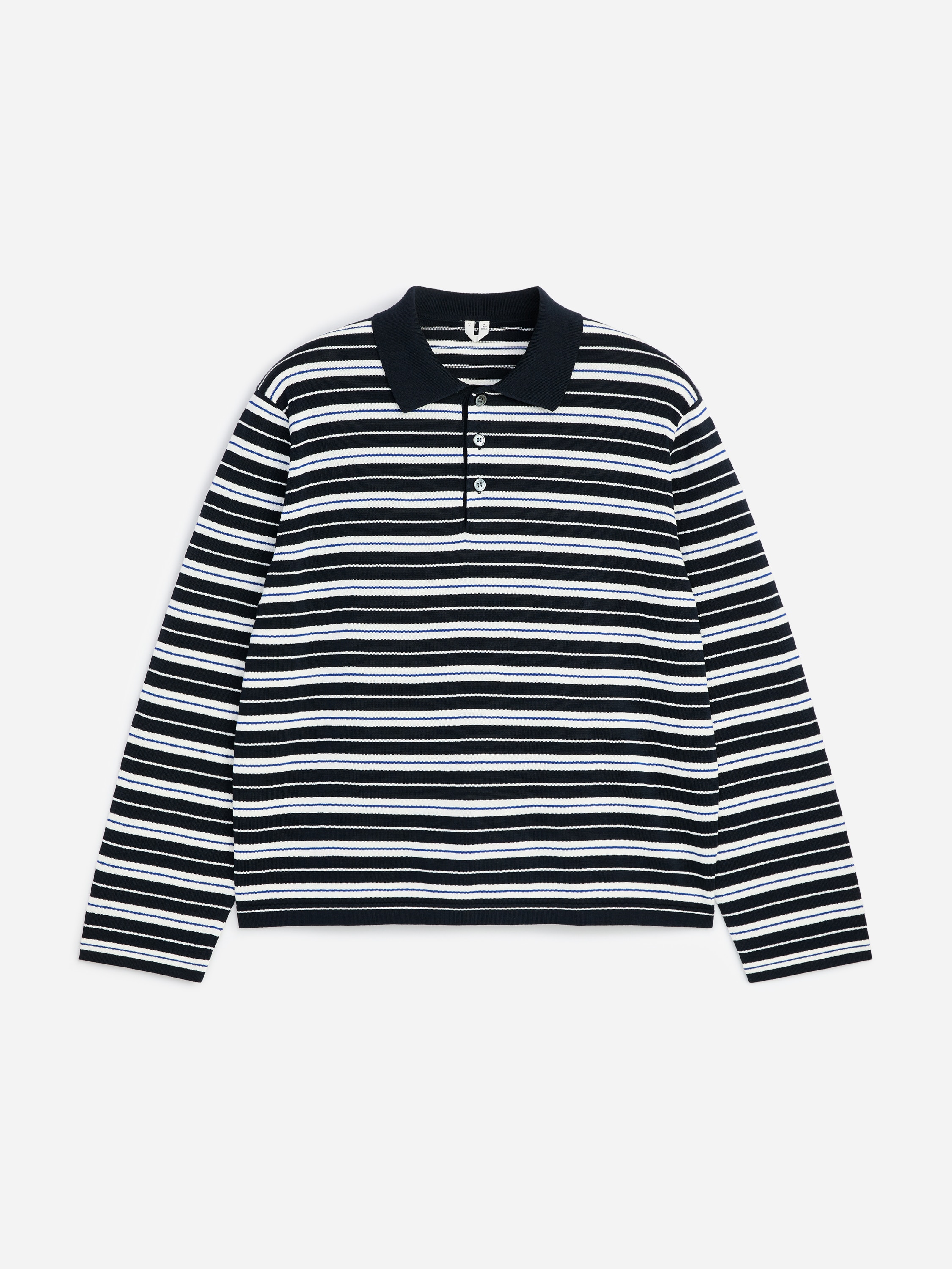 Polo en coton - Bleu foncé/Rayures
