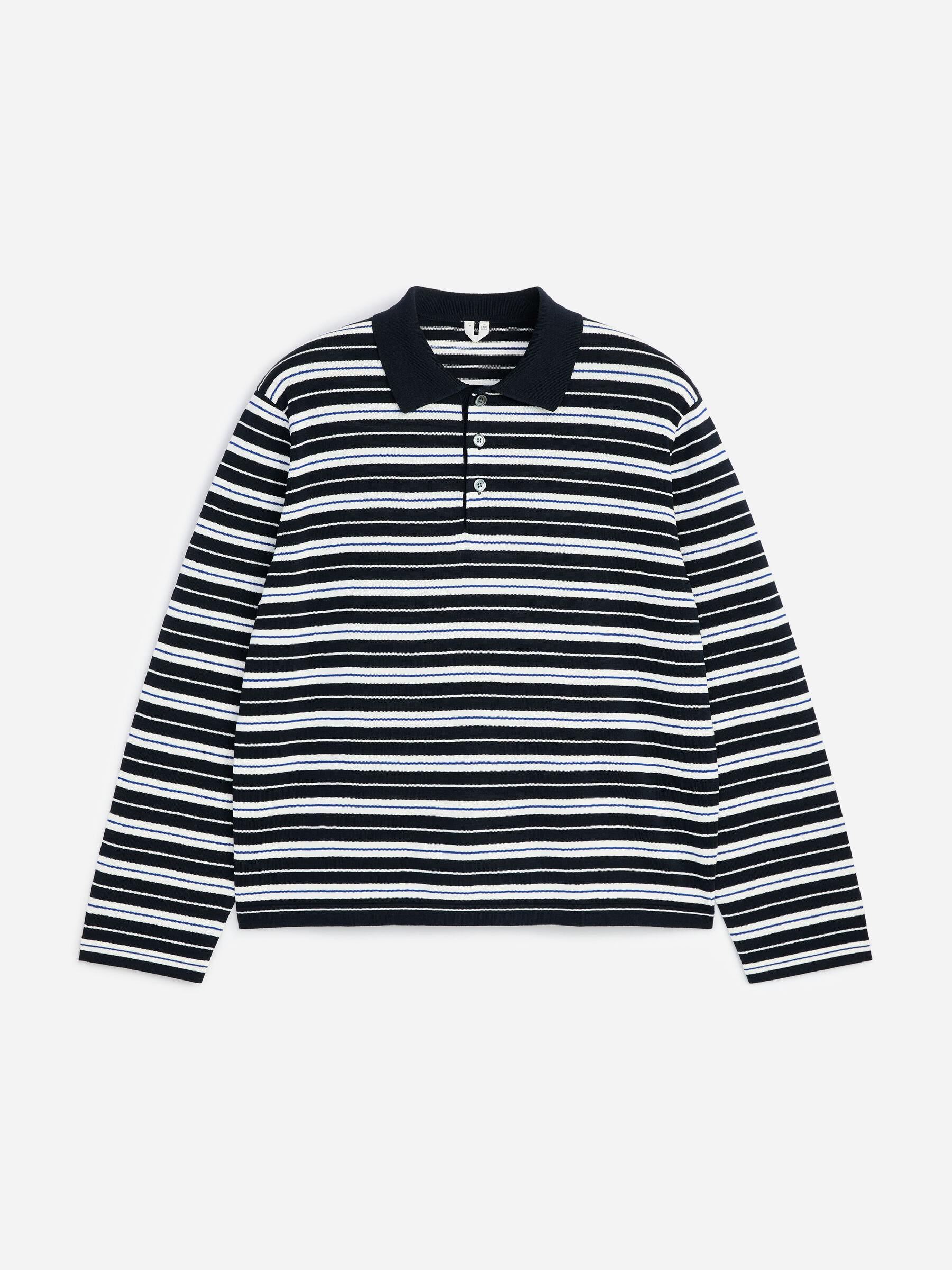 Cotton Polo Shirt - Dark Blue/Striped - Relaxed fit - Men - StillMedia/DescriptiveStillLife - 1