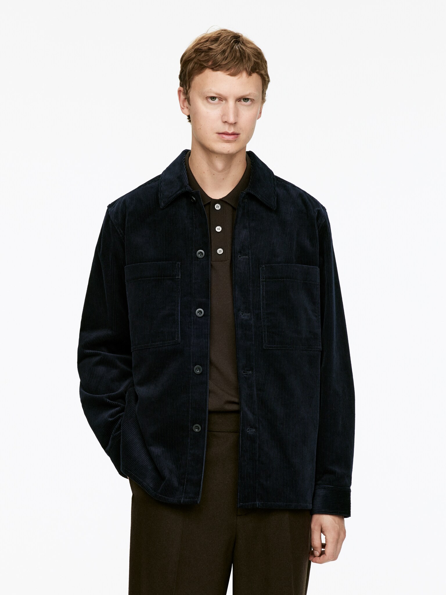 Corduroy Overshirt - Dark Blue/Khaki Green
