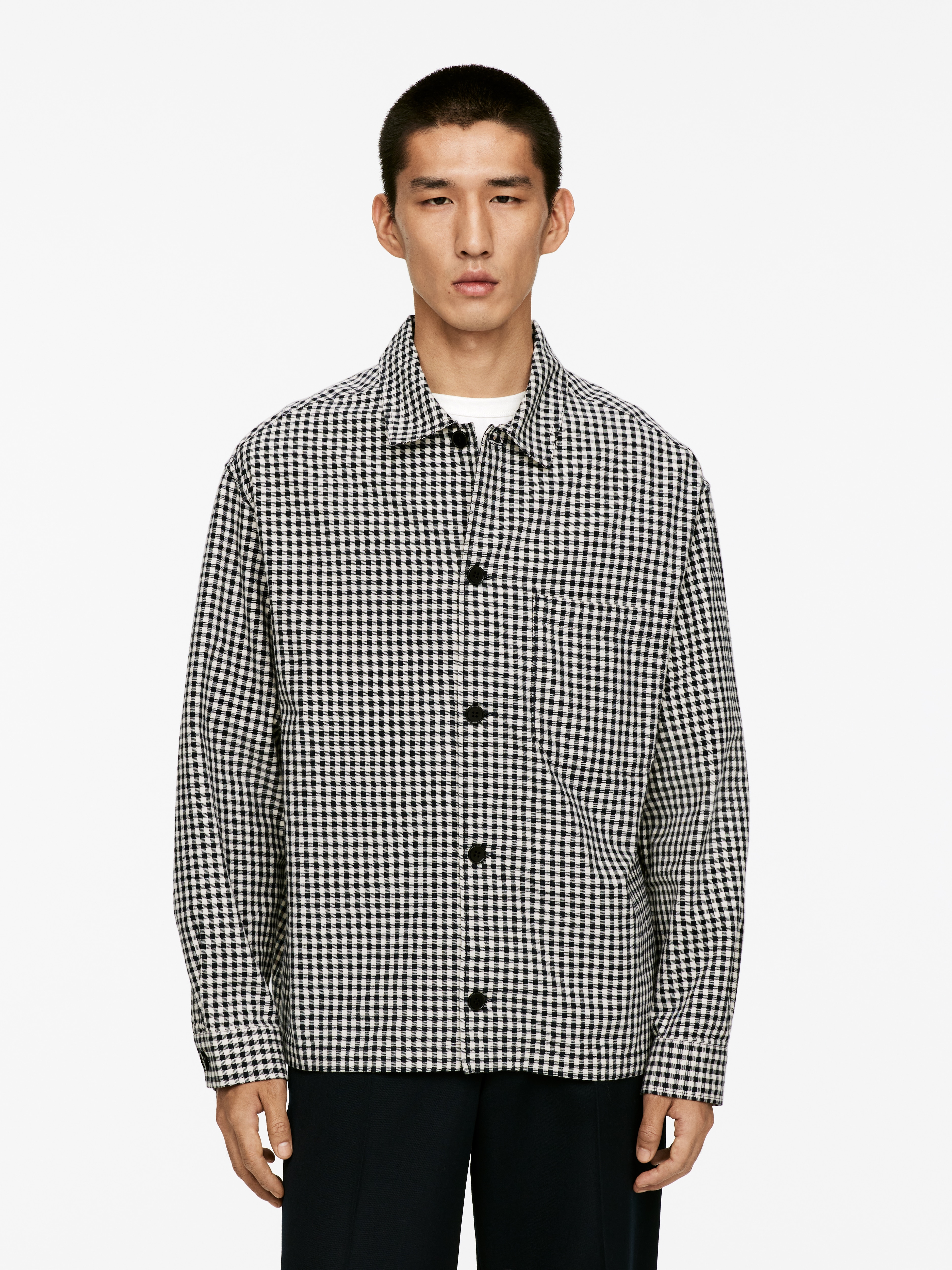 Pamut overshirt - Sötétkék/Fehér