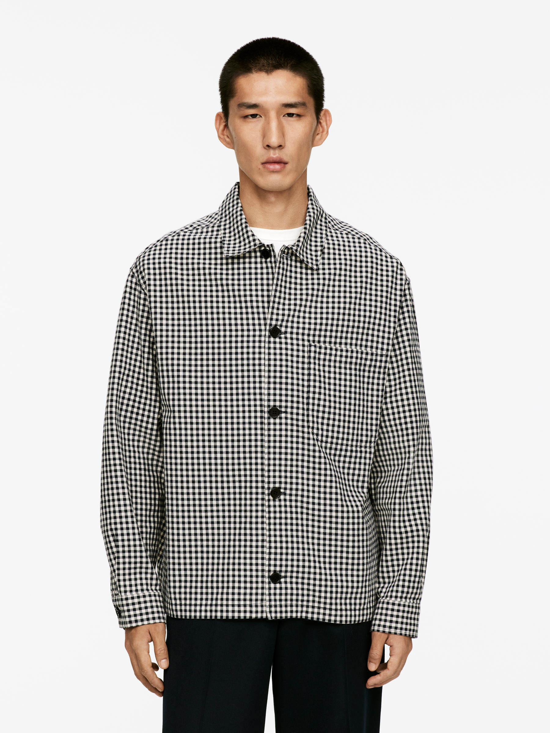 Overshirt i bomull - Mörkblå/vit - Relaxed fit - Men - StillMedia/Lookbook - 3