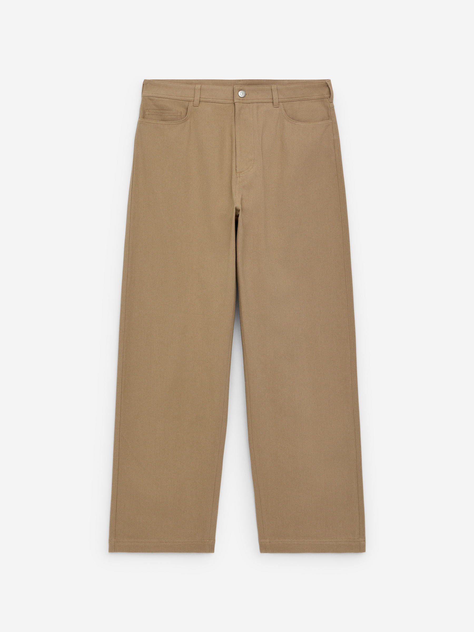 Loose-Fit 5-Pocket Trousers-Beige-16134