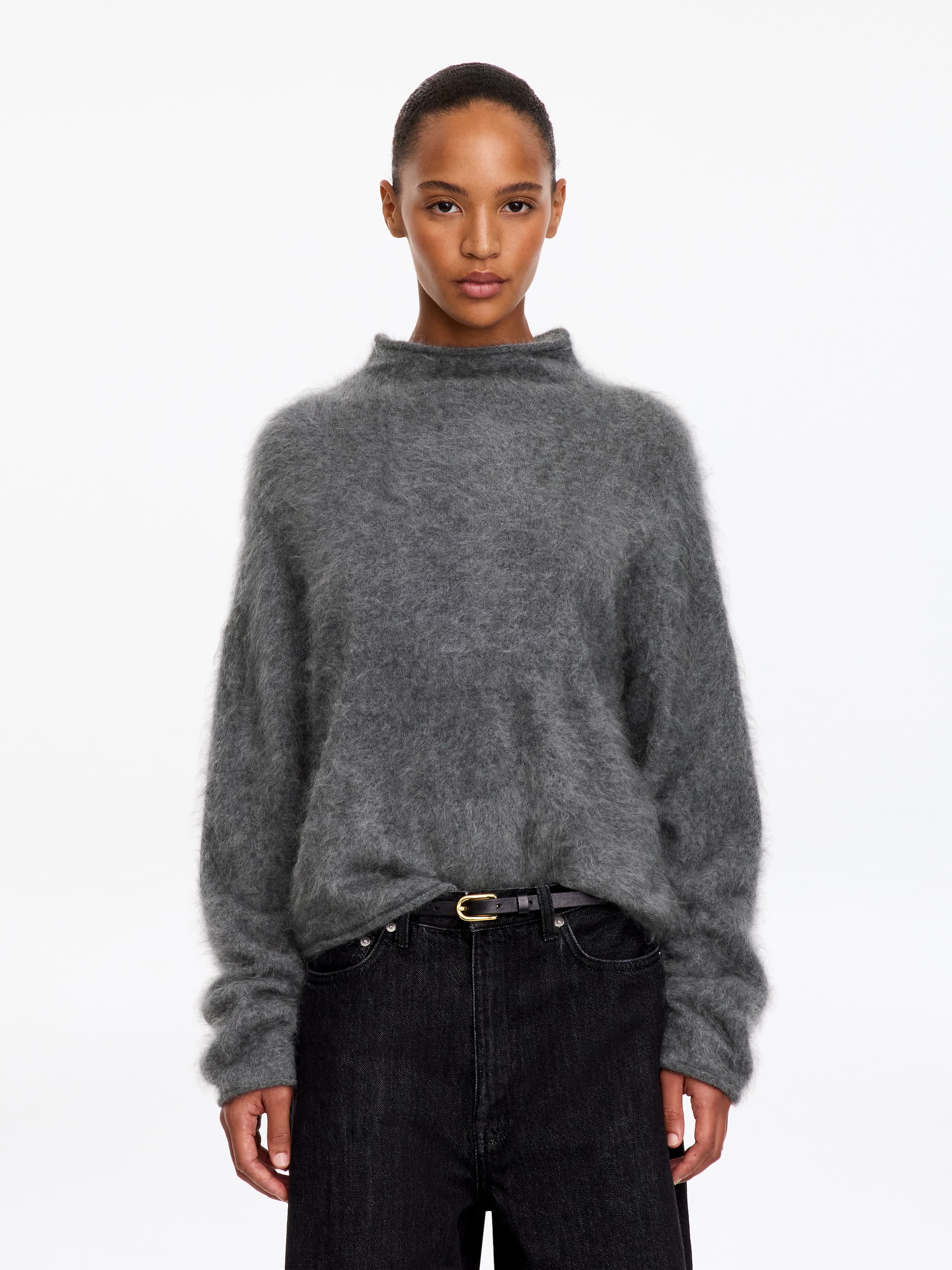 Rollkragenpullover aus reinem Kaschmir-Grey-20501
