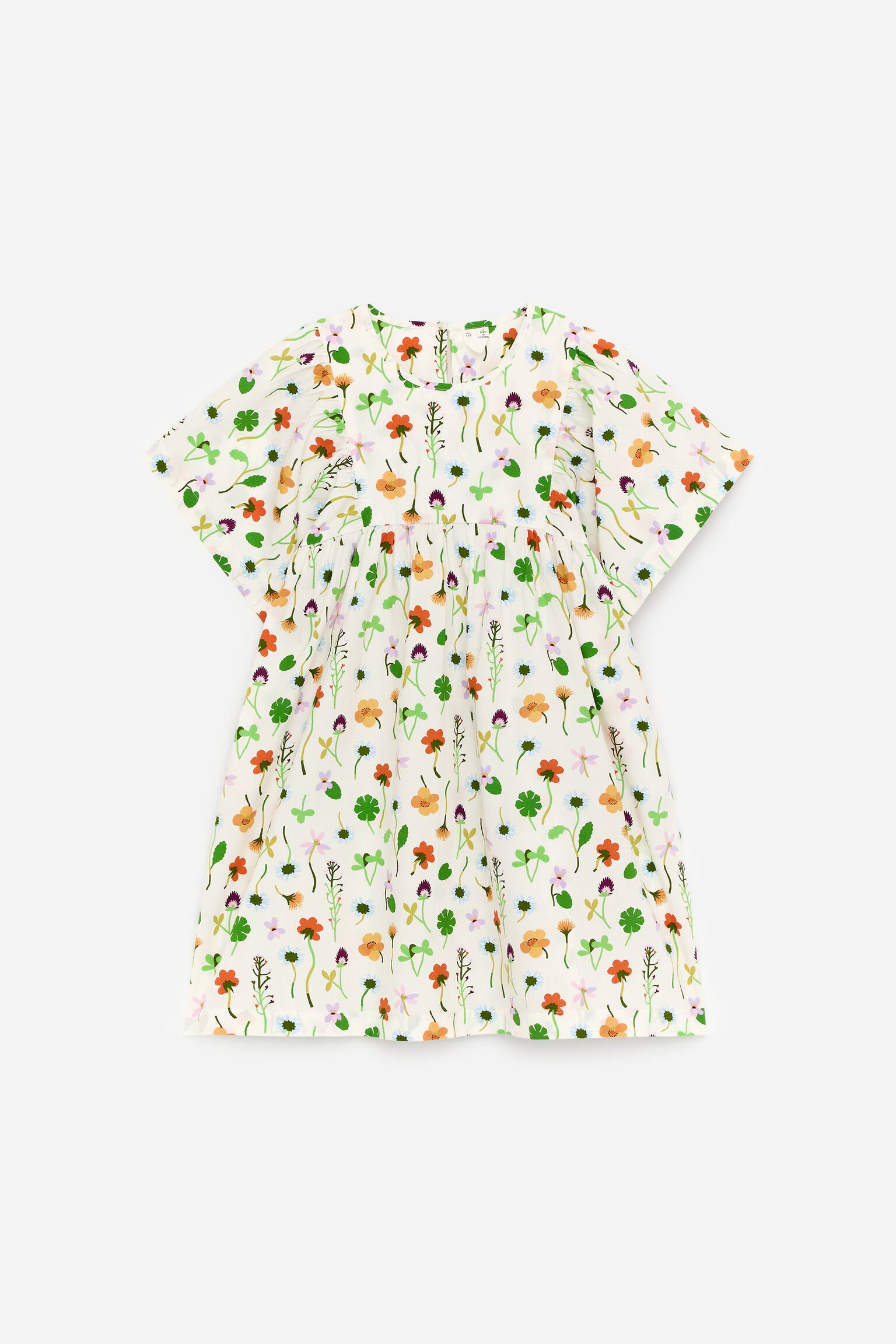 Памучна поплин рокля - Бял/Лилаво/Райе - 1