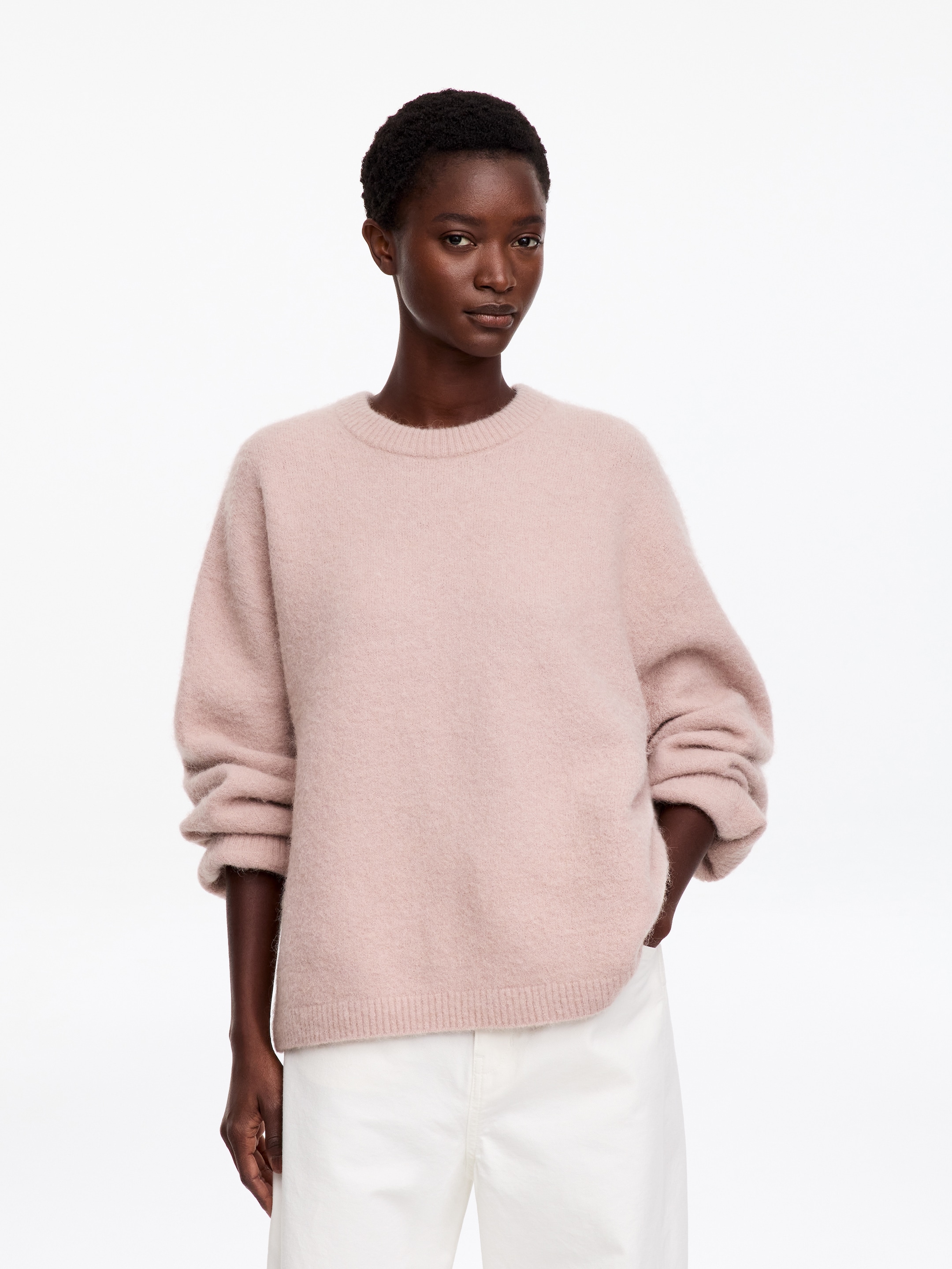 Maglione in misto alpaca e lana-Pink-20598