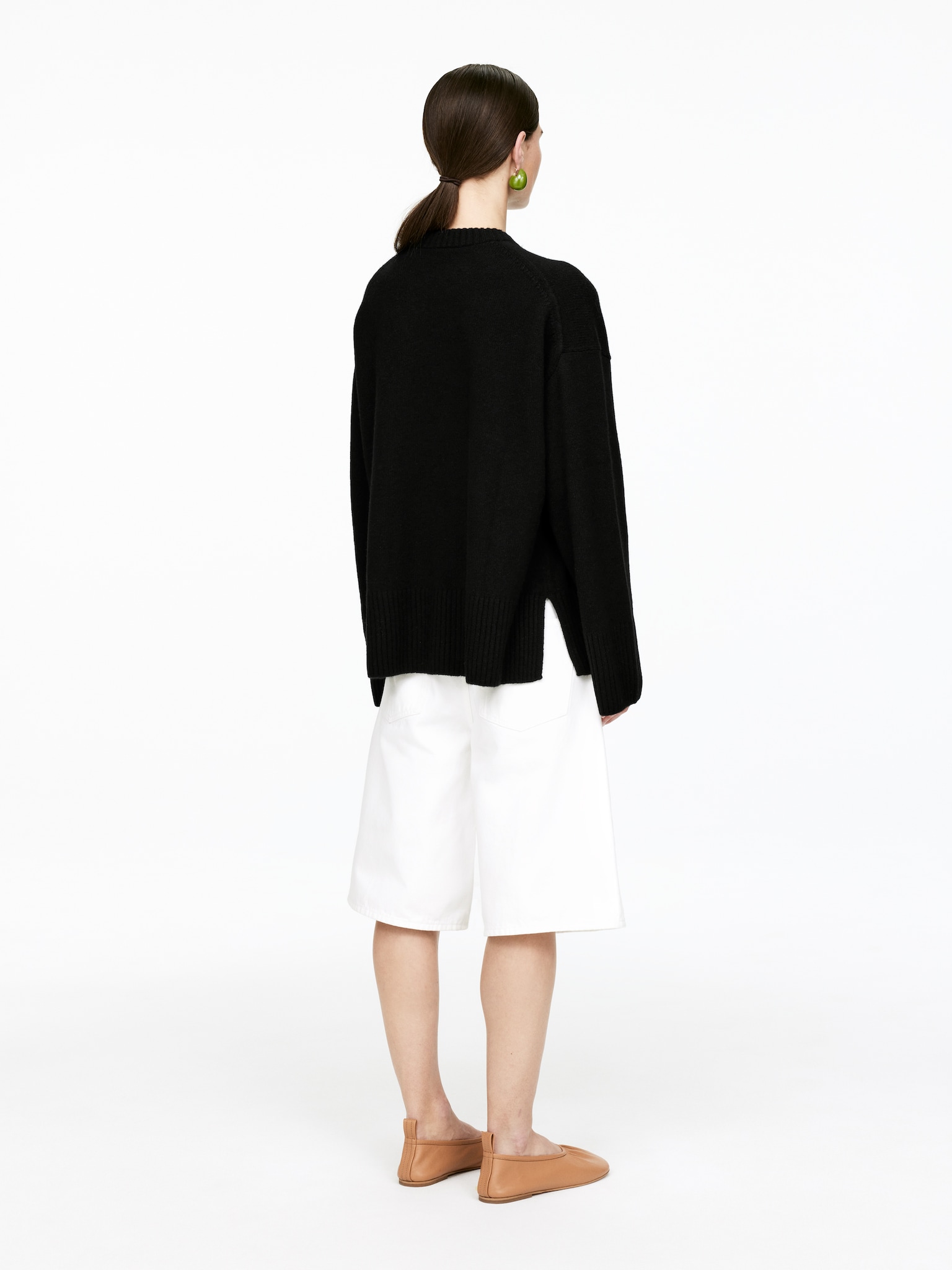 Pull décontracté en laine et cachemire - Noir/Beige - 6