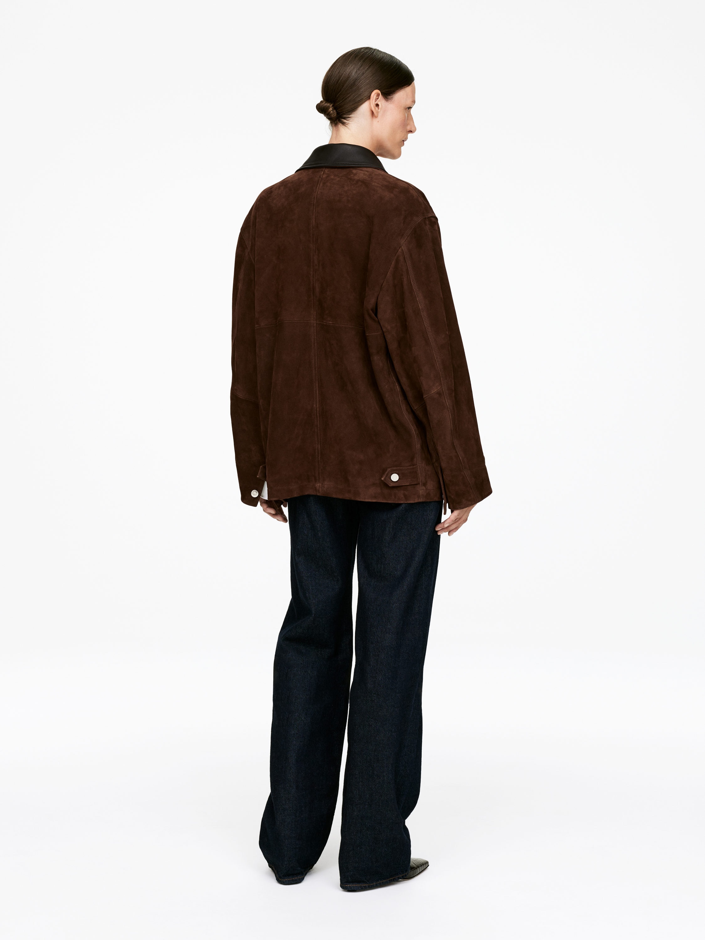 Suede Jacket - Dark Brown - Oversized - Women - StillMedia/Lookbook - 4