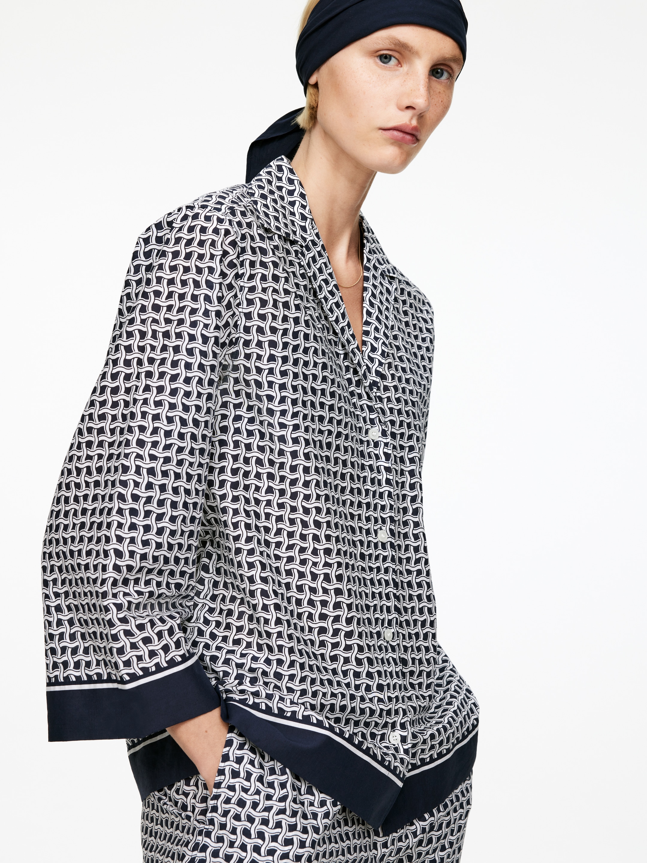 Visualizza immagine più grande: Camicia con stampa - Blu scuro/Bianco - DONNA | H&M IT 5