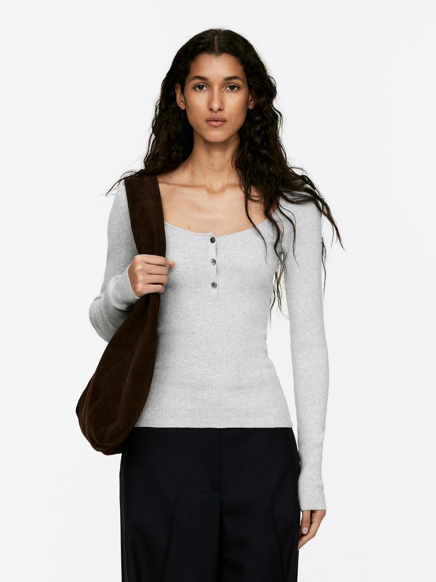 Ballerina-Neckline Top - Grey - Slim fit - Women - StillMedia/Lookbook - 6