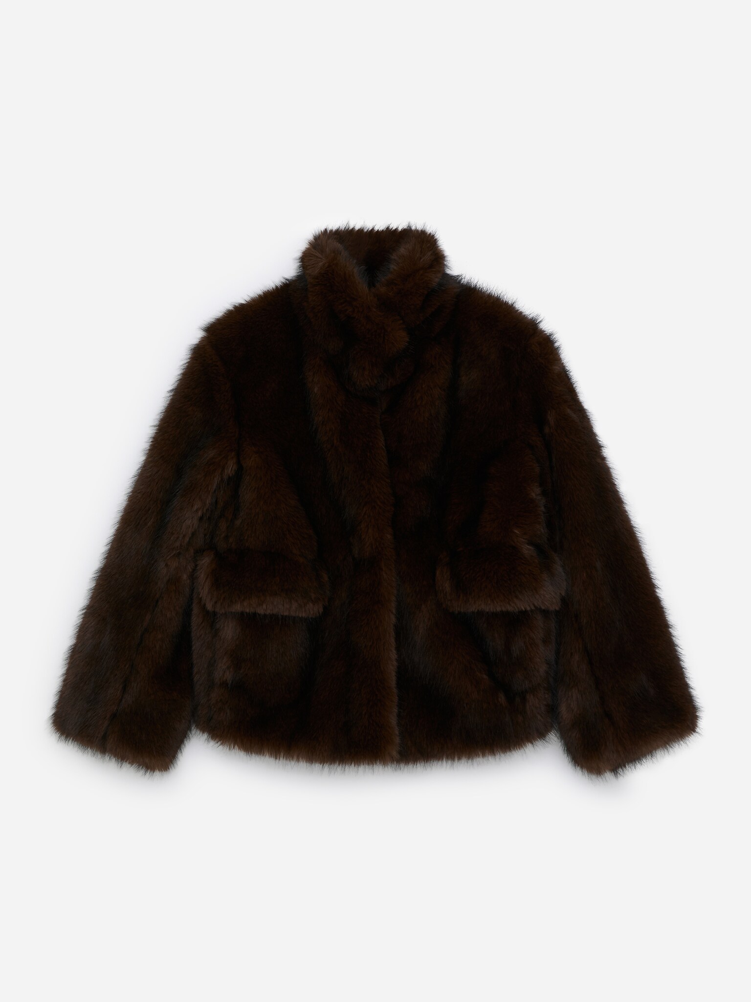 Veste en fausse fourrure - Marron foncé - 2