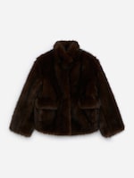 Veste en fausse fourrure - Marron foncé - FEMME | H&M FR