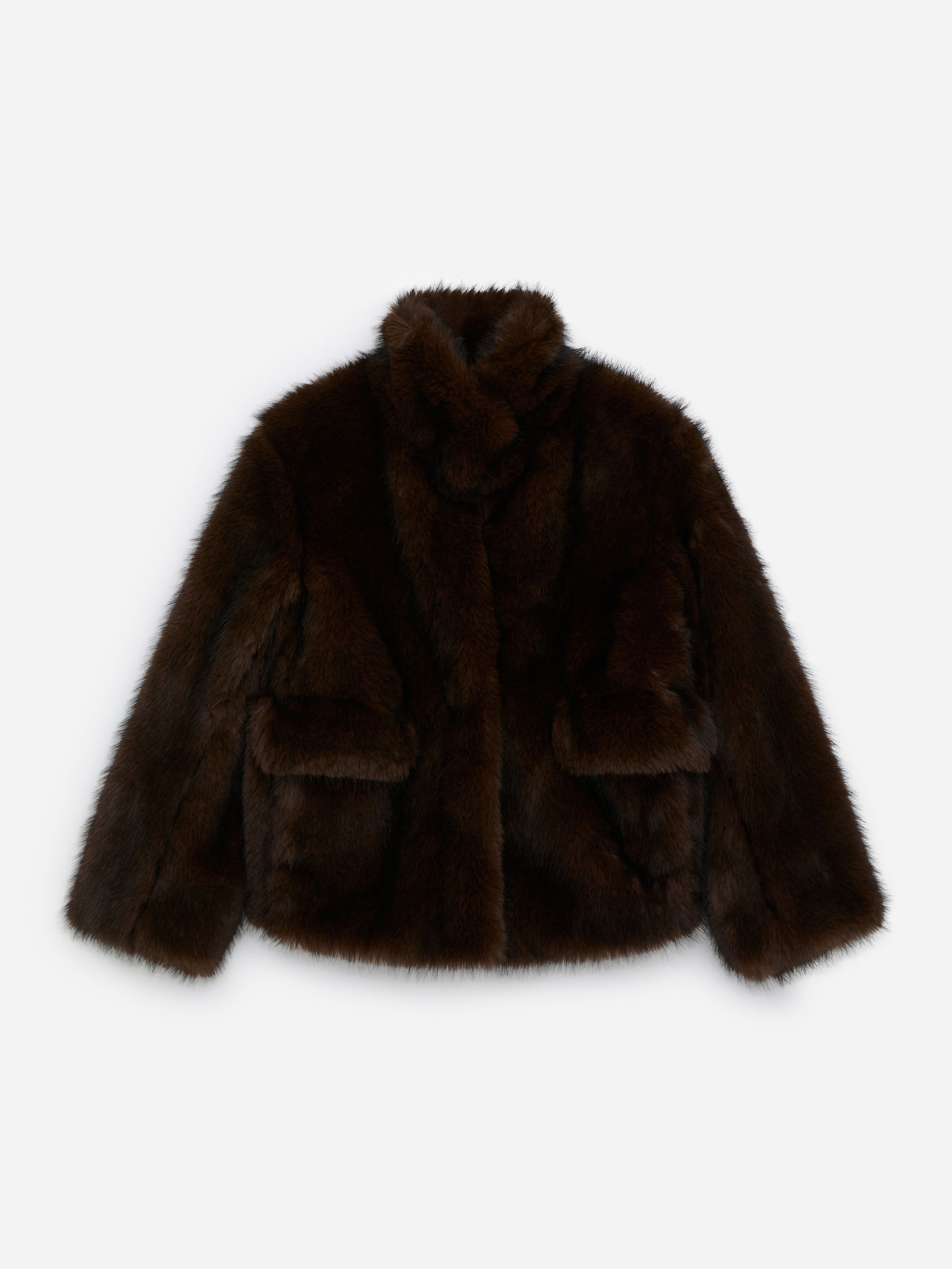 Faux Fur Jacket-#443B33-17340