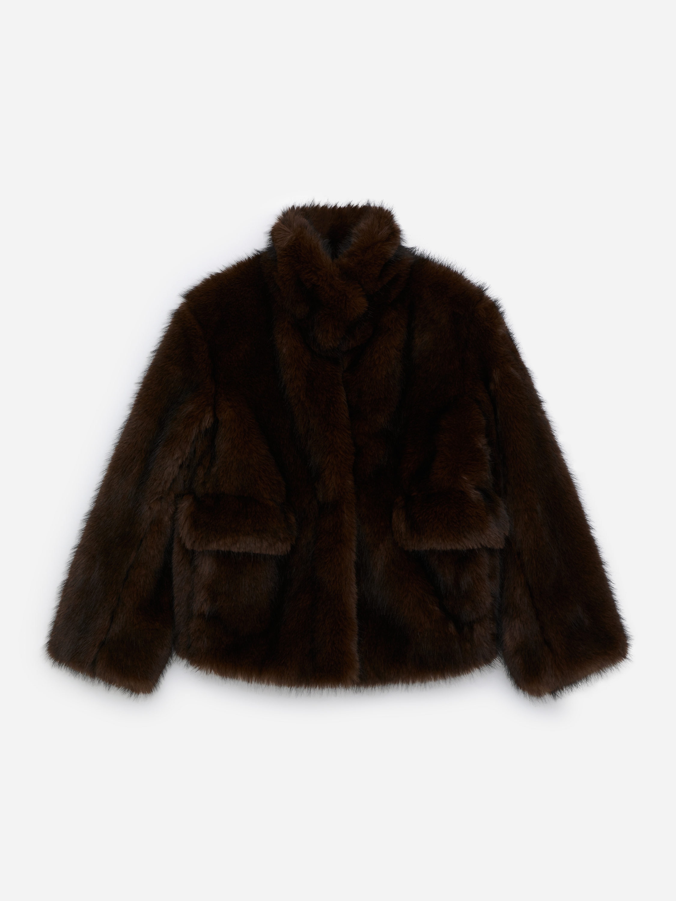 Faux Fur Jacket-Brown-17340
