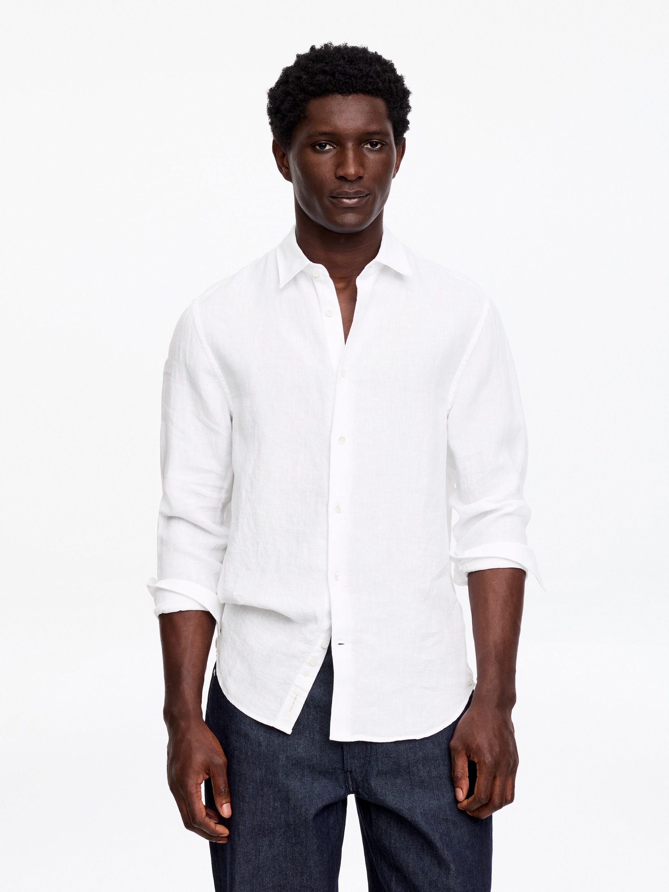 Regular Linen Shirt-#FFFFFF-18733