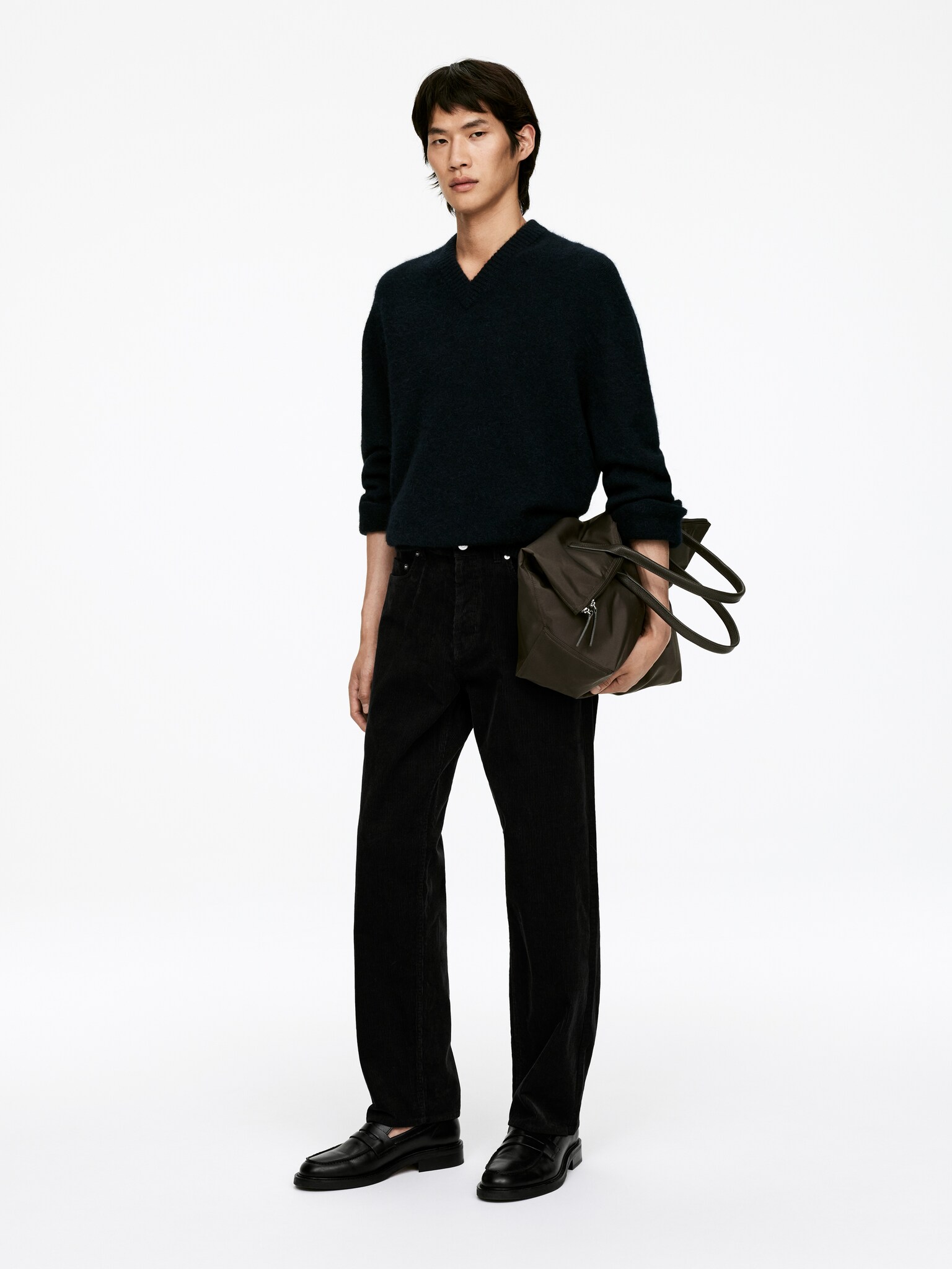 Pantalon en velours côtelé AMPLE - Noir/Marron/Taupe clair - 3