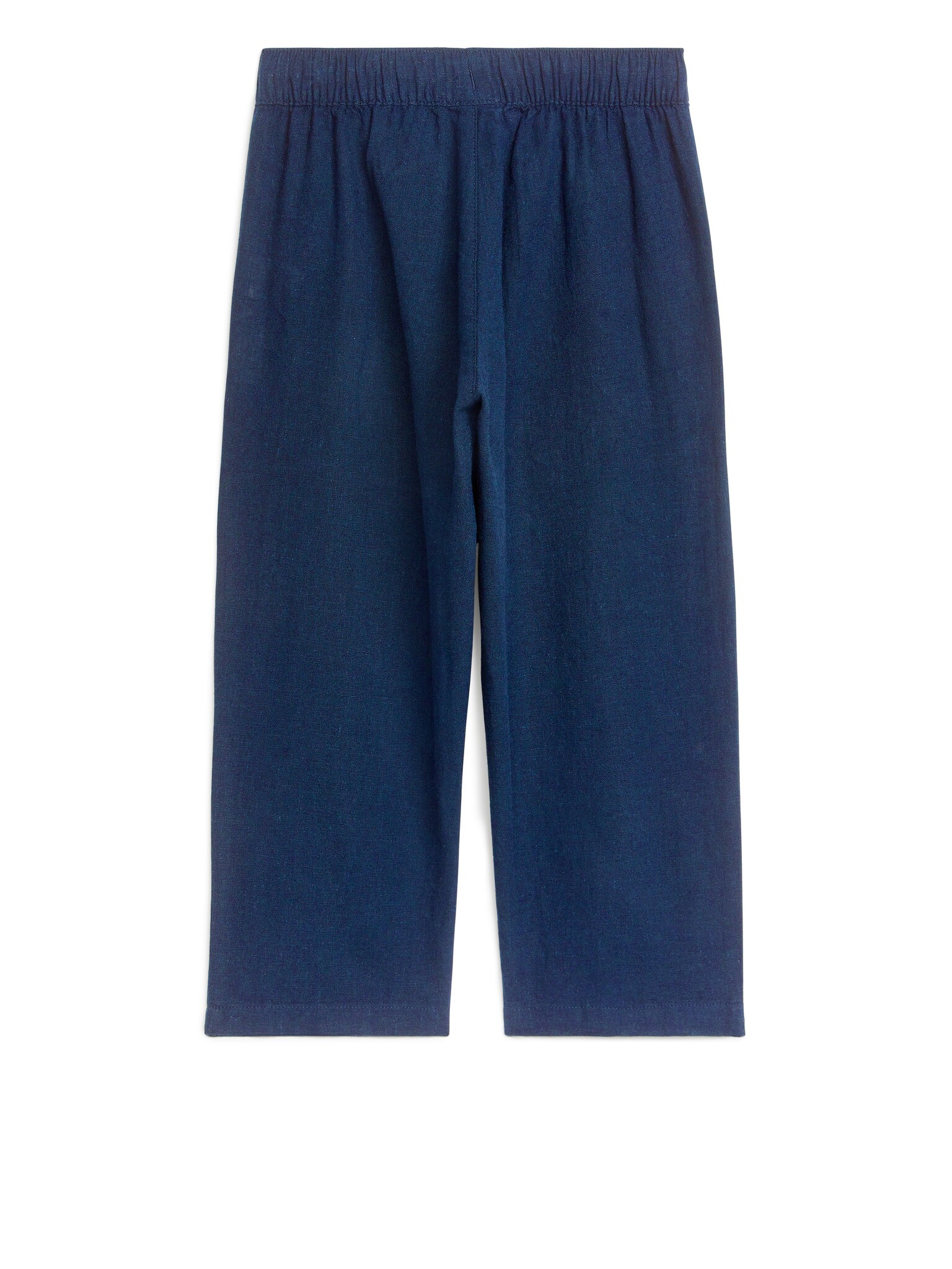 Drawstring Linen Trousers - Ciemnoniebieski - 3