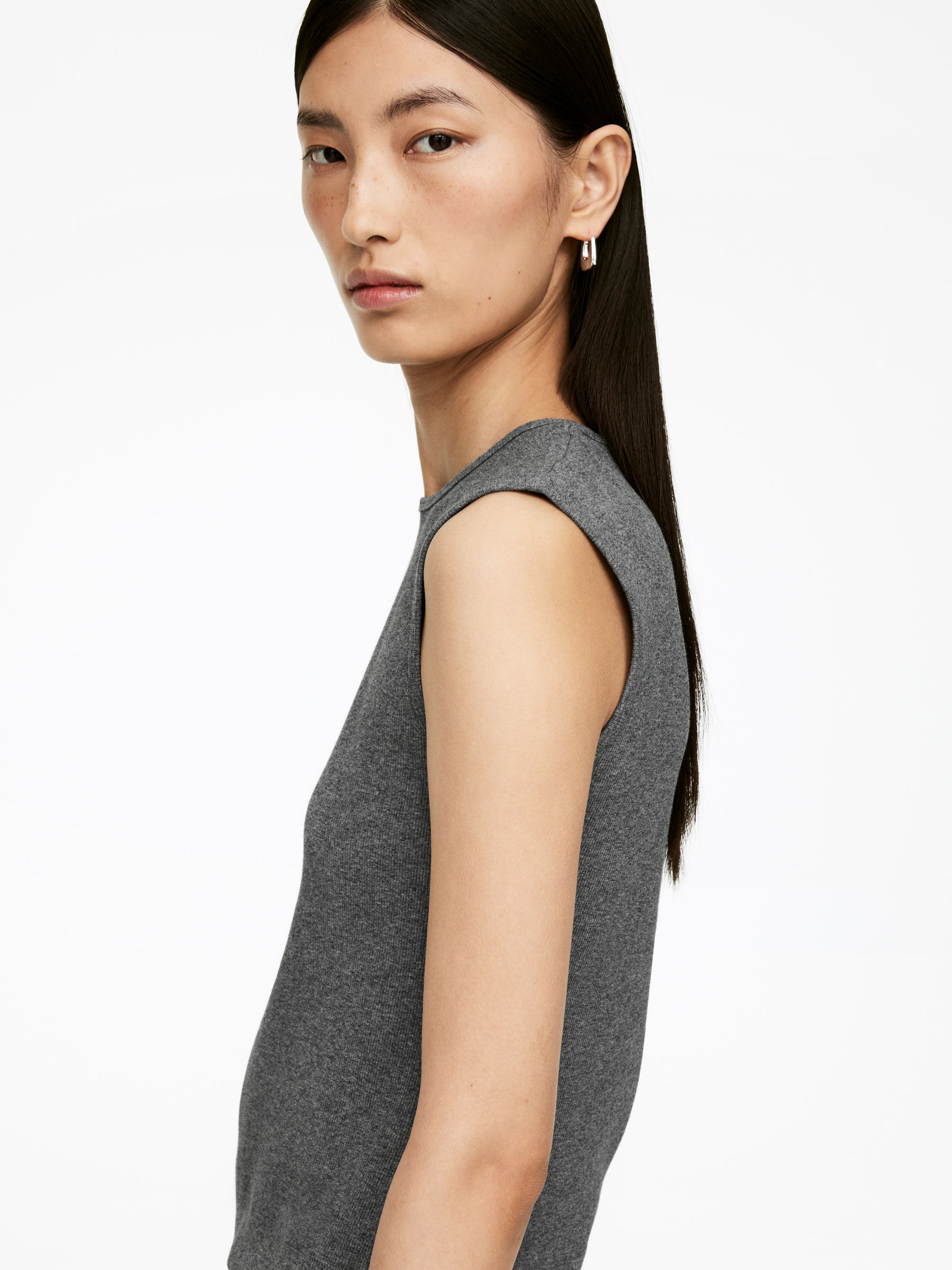 Rib Tank Top - Grey - Slim fit - Women - StillMedia/Lookbook - 6