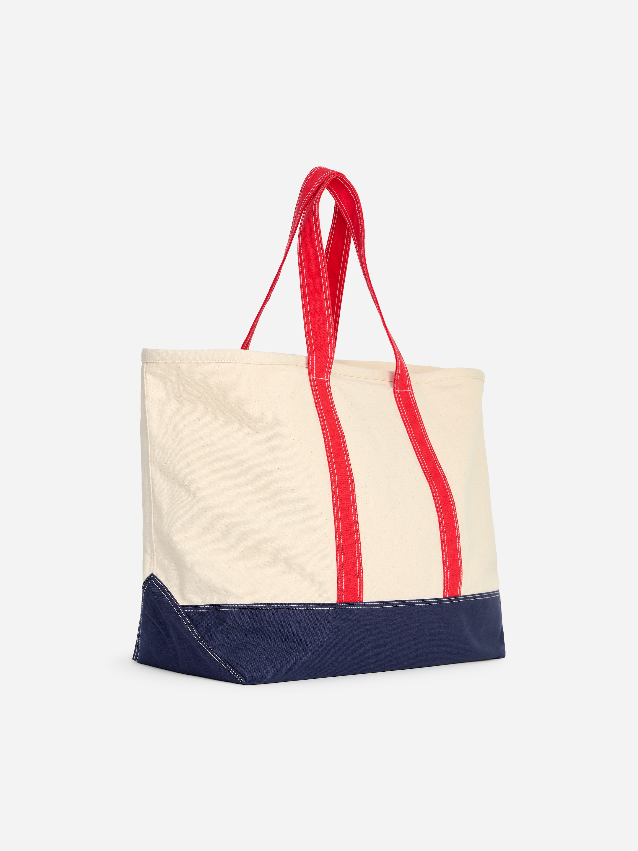 Borsa tote in tela grande - Bianco sporco/Blu navy - men - StillMedia/DescriptiveStillLife - 1