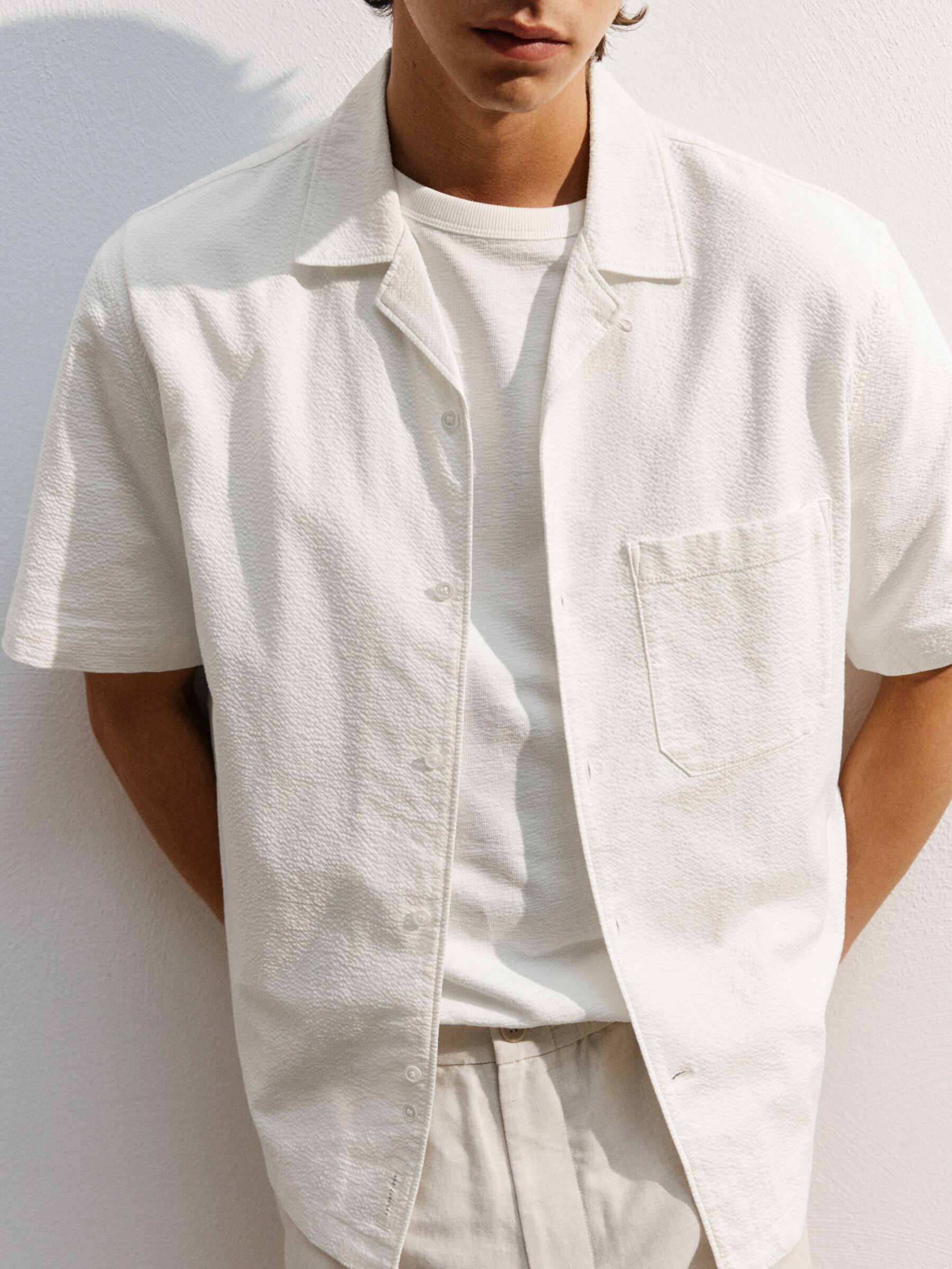 Camicia bowling in seersucker - Bianco sporco - Regular fit - Men - StillMedia/Environmental - 1
