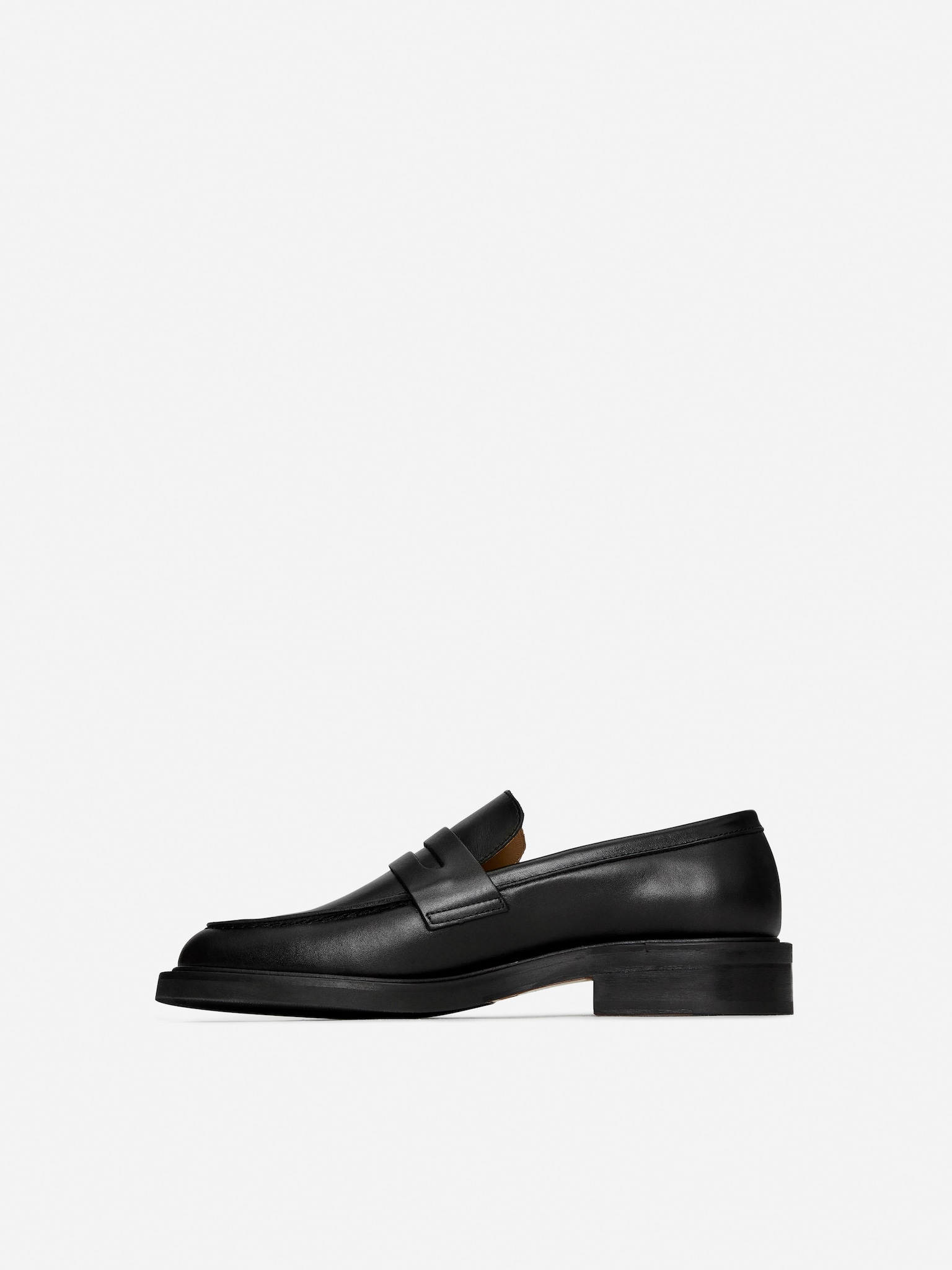 Leather Penny Loafers - Black - 7