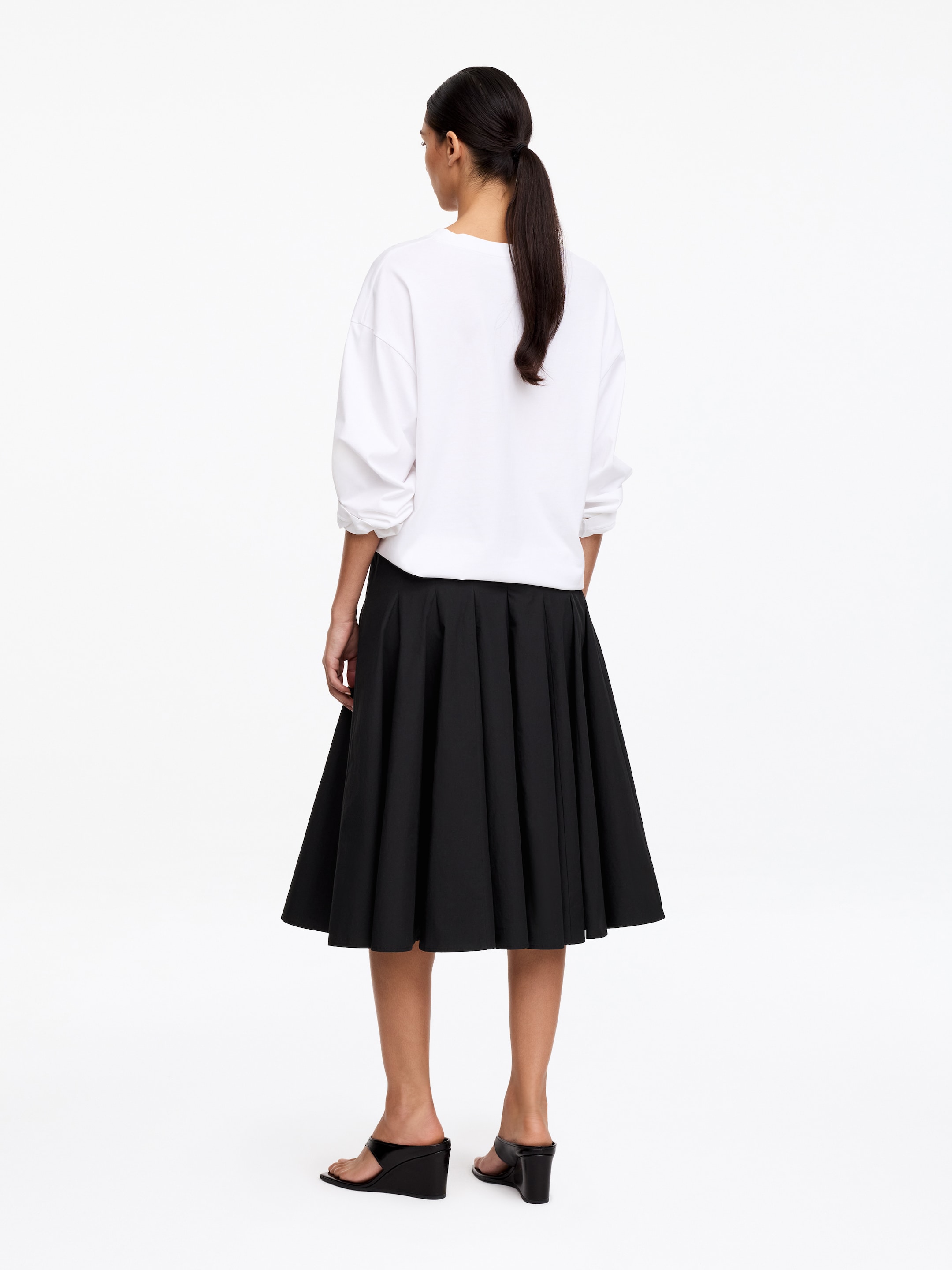 Cotton Midi Skirt - Black - Regular fit - Women - StillMedia/Lookbook - 5