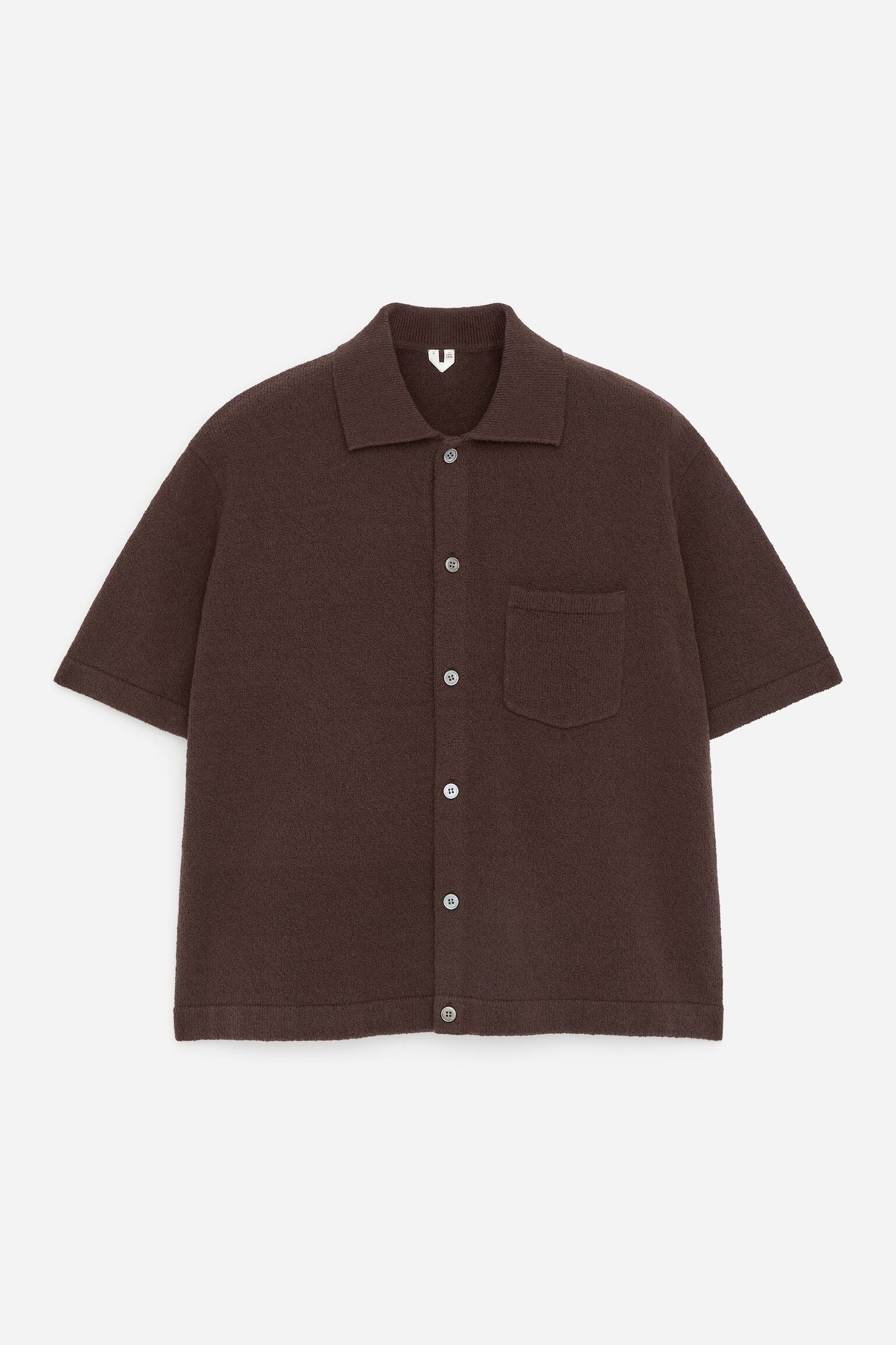 Bouclé Polo Shirt-Brown - 2