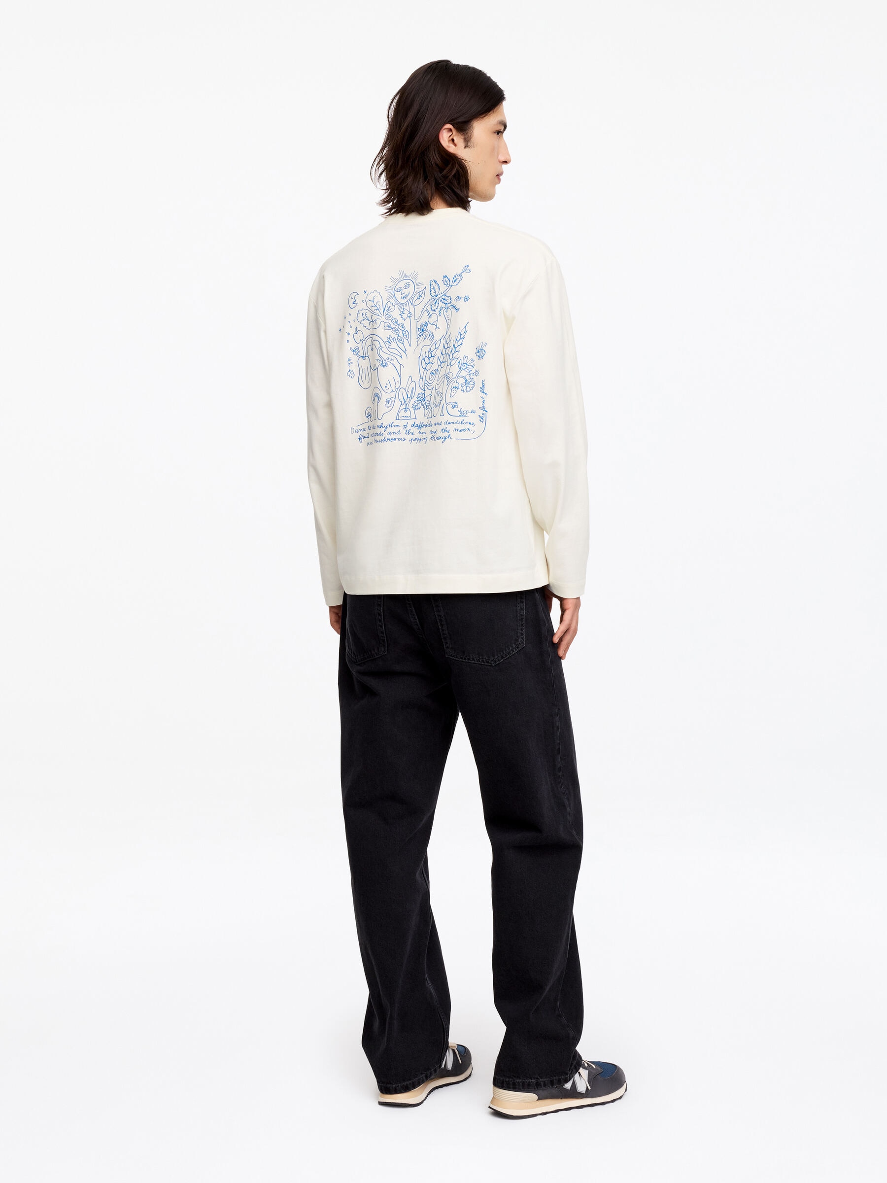 T-shirt à manches longues ARKET CAFÉ - Blanc cassé/Bleu - Regular fit - Café - StillMedia/Lookbook - 3