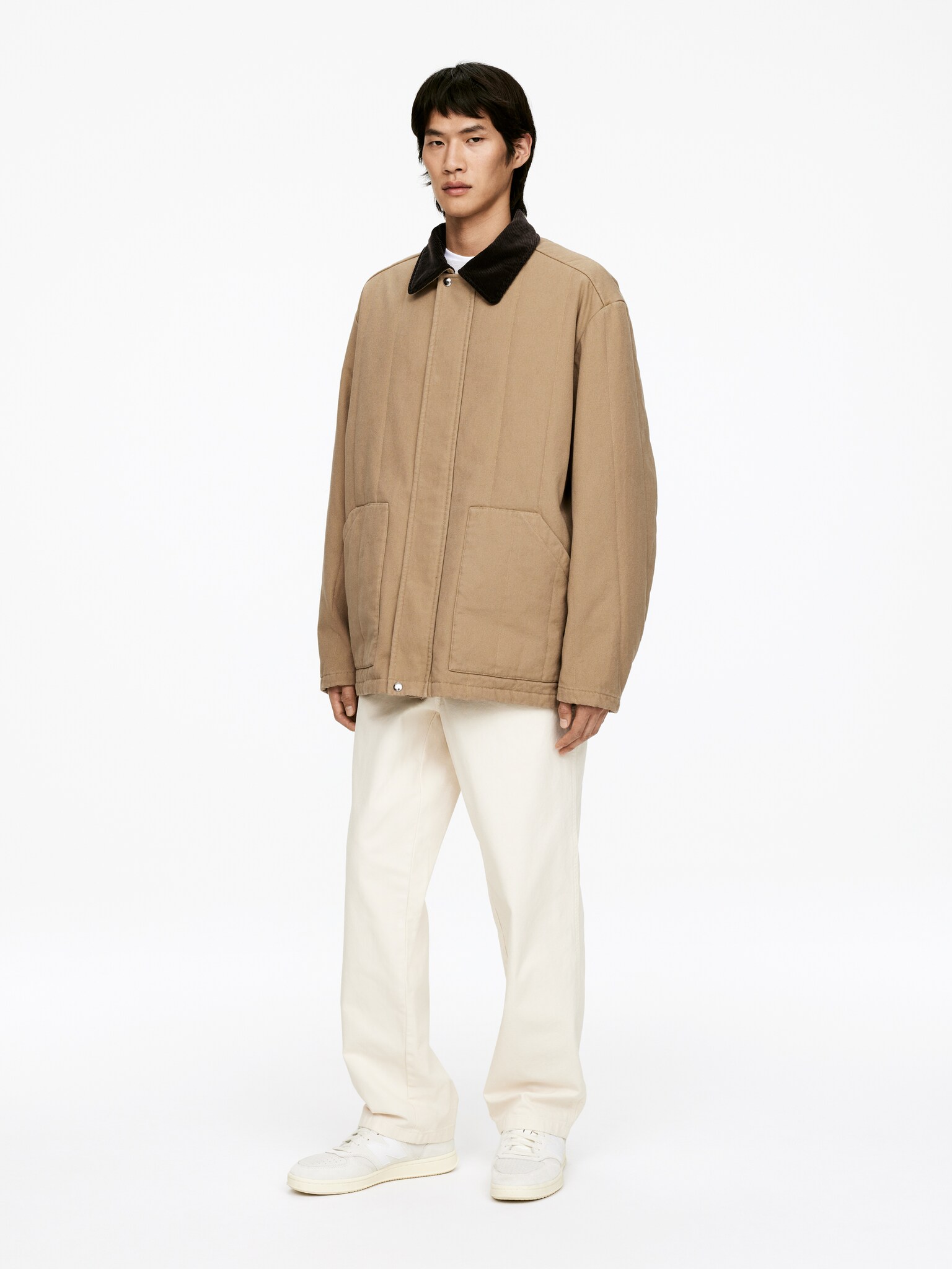 Vattert kanvasjakke - Mørk beige - 5