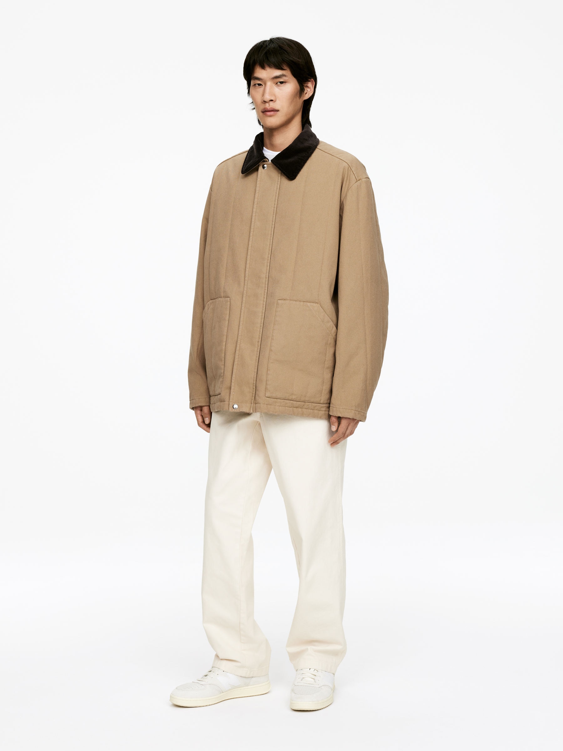 Quilted Canvas Jacket - Dark Beige - Loose fit - Men - StillMedia/Lookbook - 6