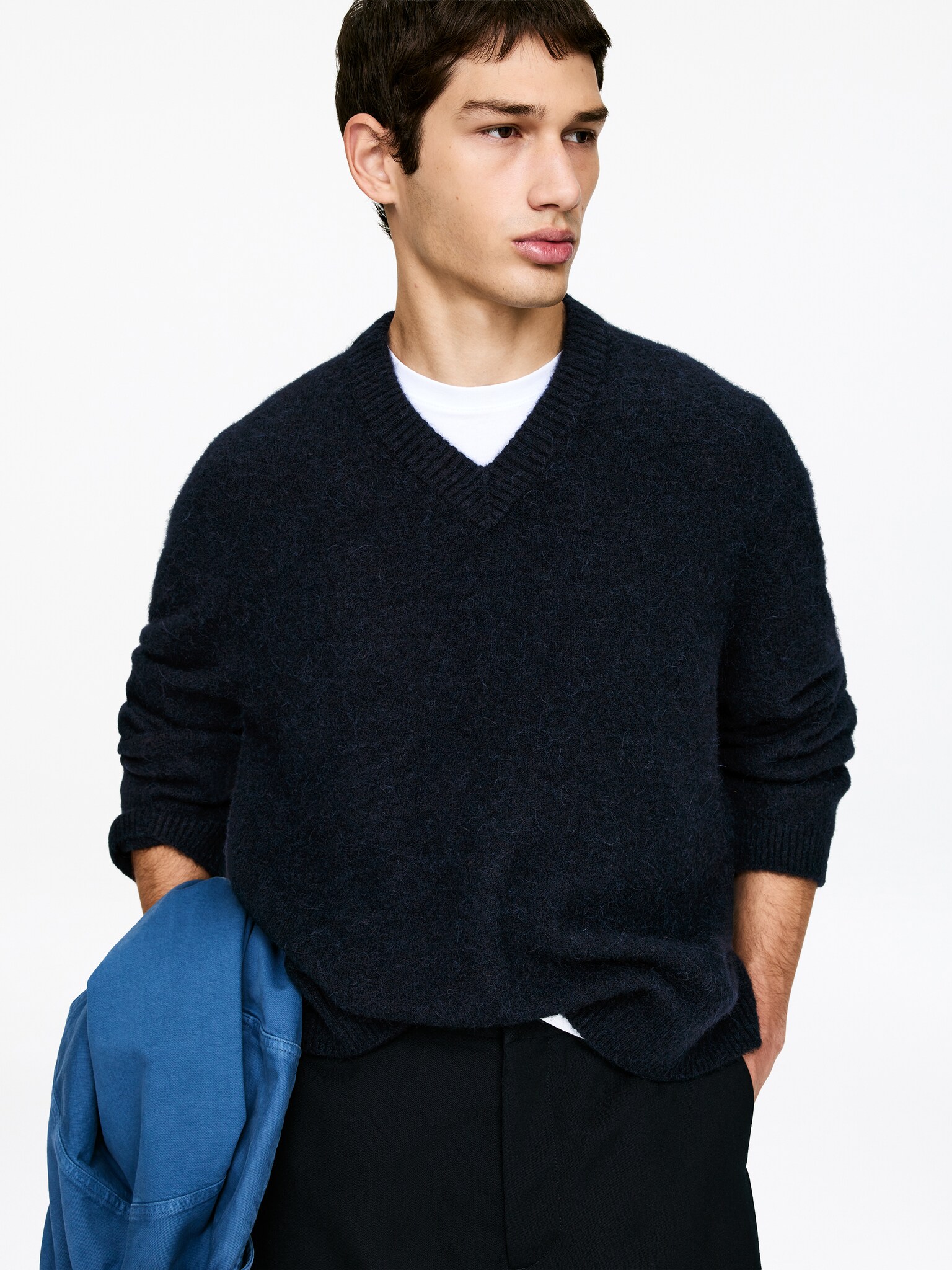 Pull décontracté en mélange d'alpaga - Bleu foncé/Vert/Marron - 6