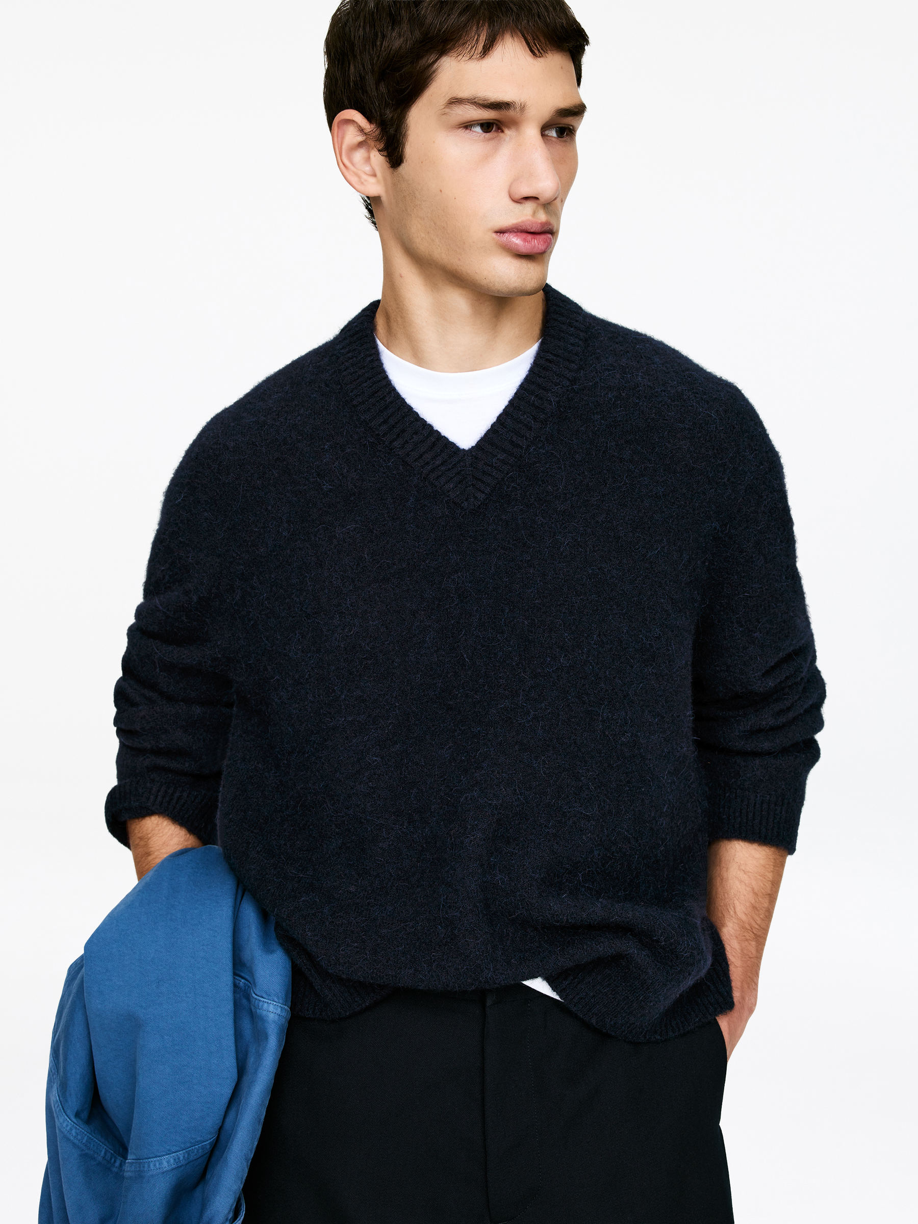 Tröja i alpacka och ull - Dark Blue - Relaxed fit - Men - StillMedia/Lookbook - 4