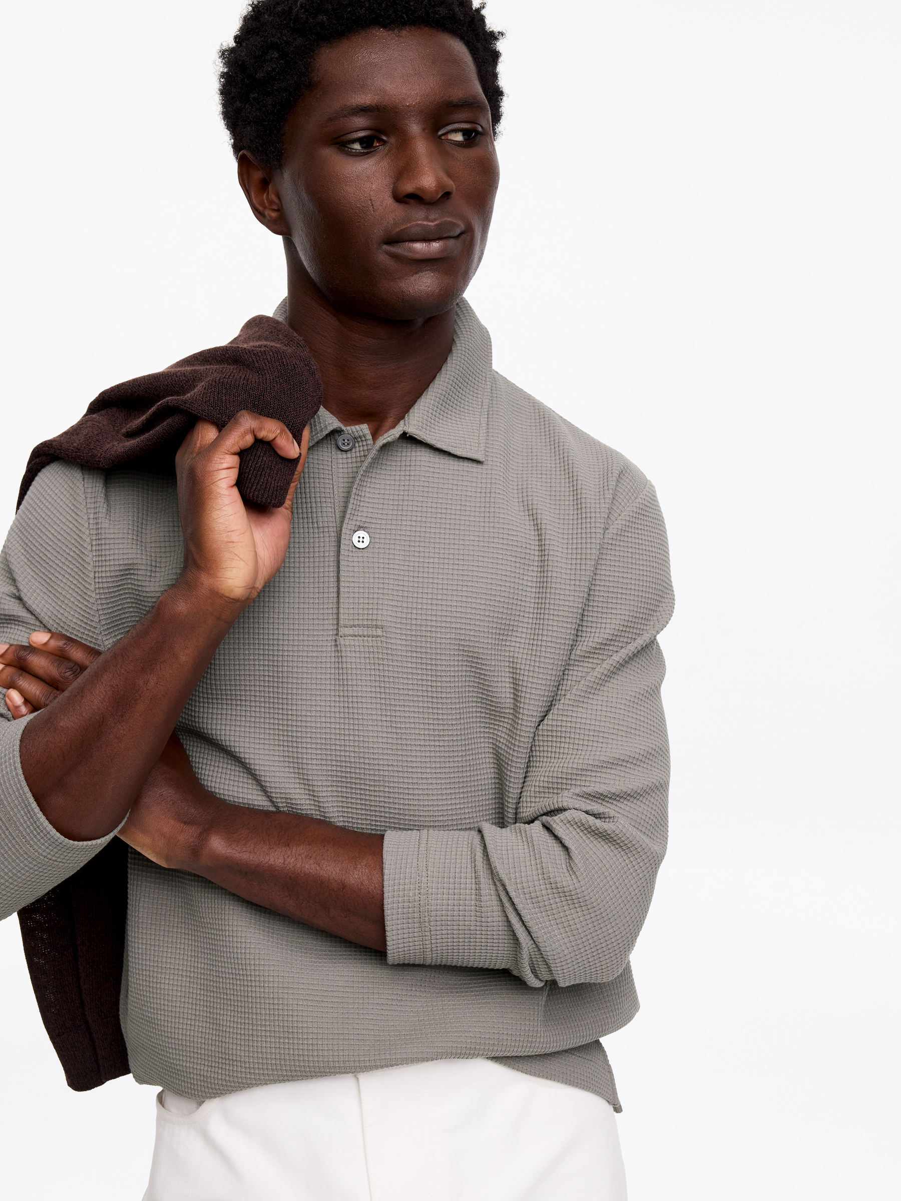 Waffle Polo Shirt - Mole - Regular fit - Men - StillMedia/Lookbook - 5