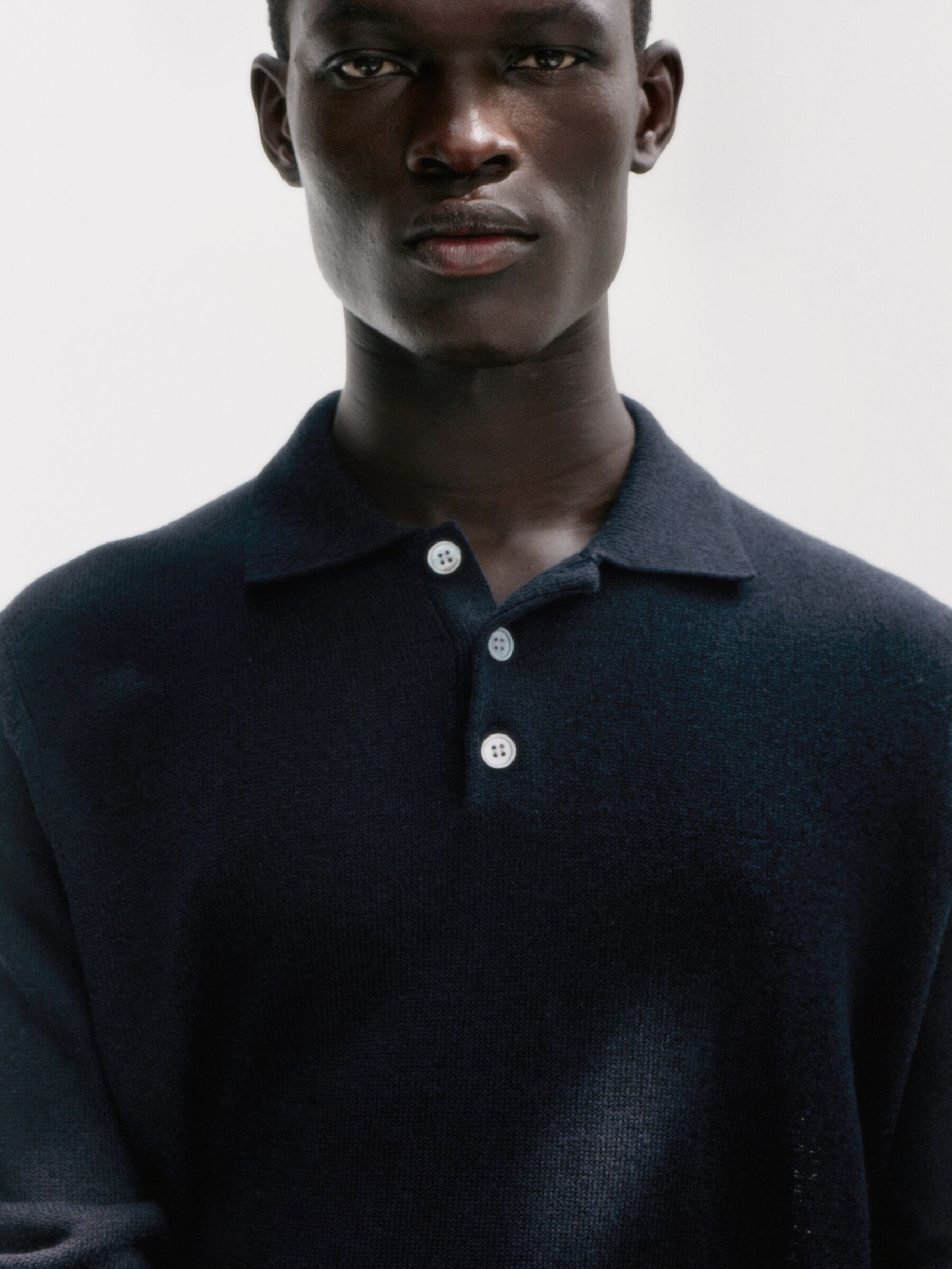 Linen Blend Polo Shirt-#272930-18549