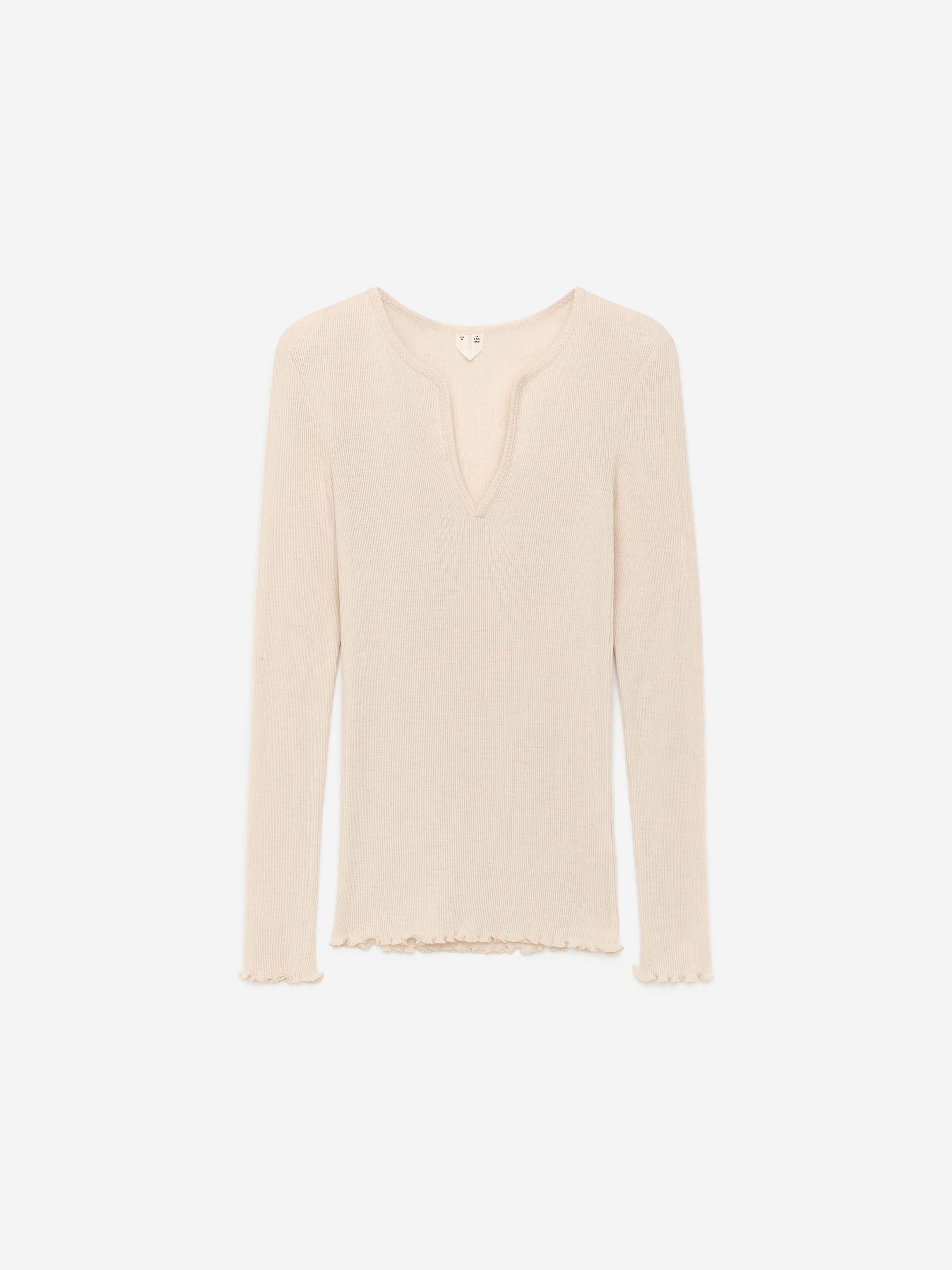 Wool-Silk Rib Top-#DCD6C7-17091