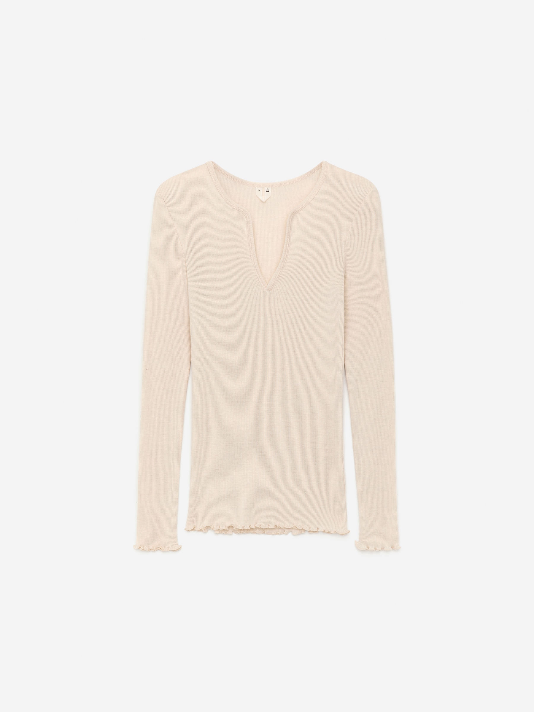 Wool-Silk Rib Top-#DCD6C7-17091