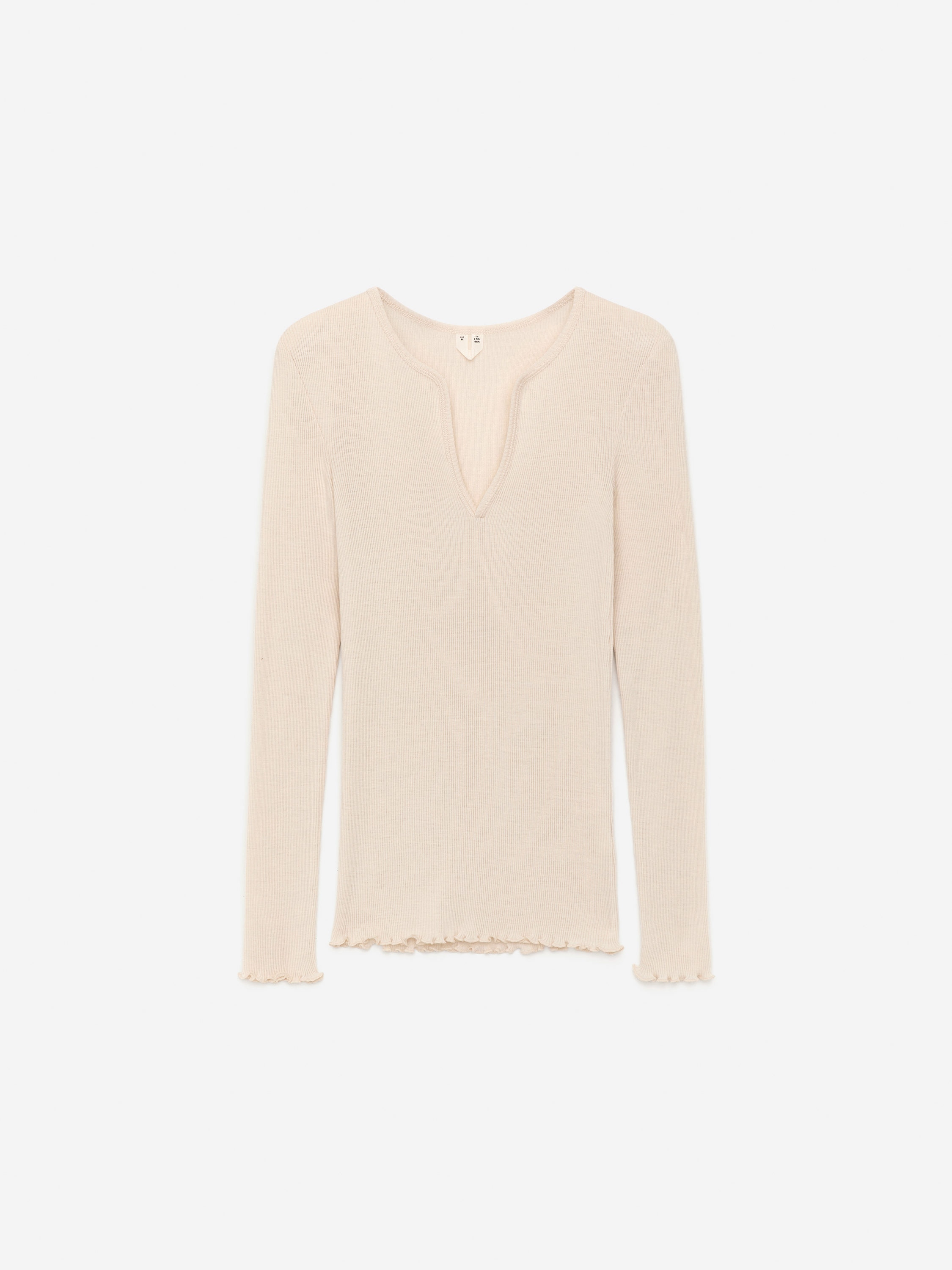 Wool-Silk Rib Top-#DCD6C7-17091