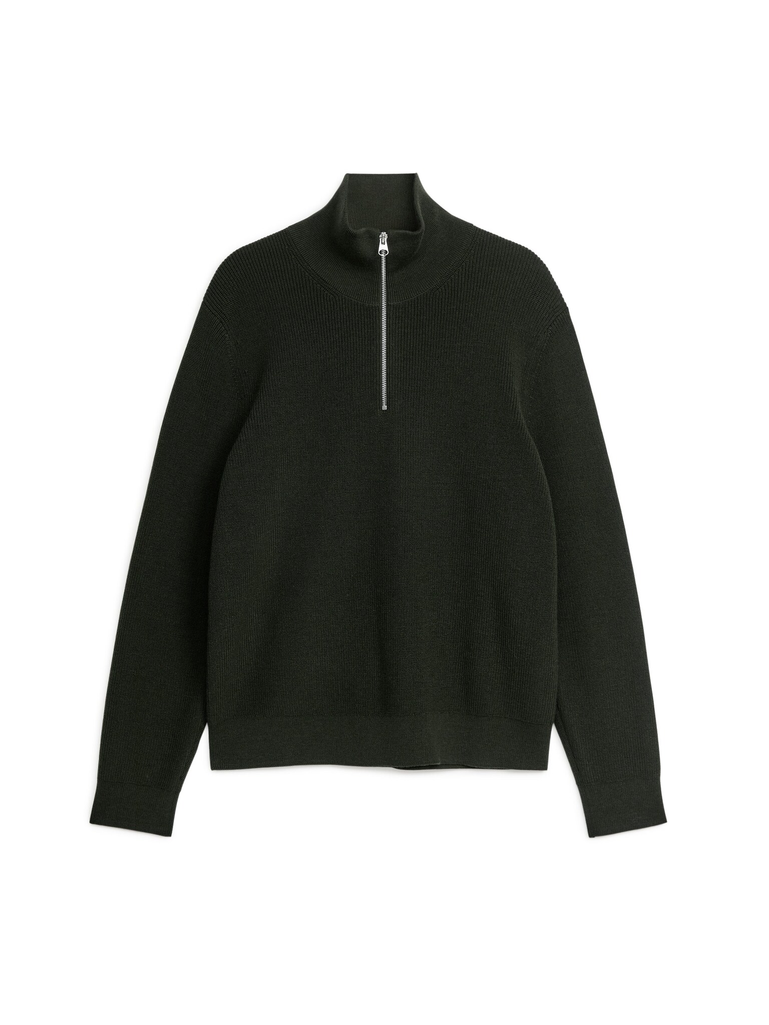 Wool & Cotton Half Zip Jumper - Dark Green/Dark Grey/Dark Blue/Dark Green