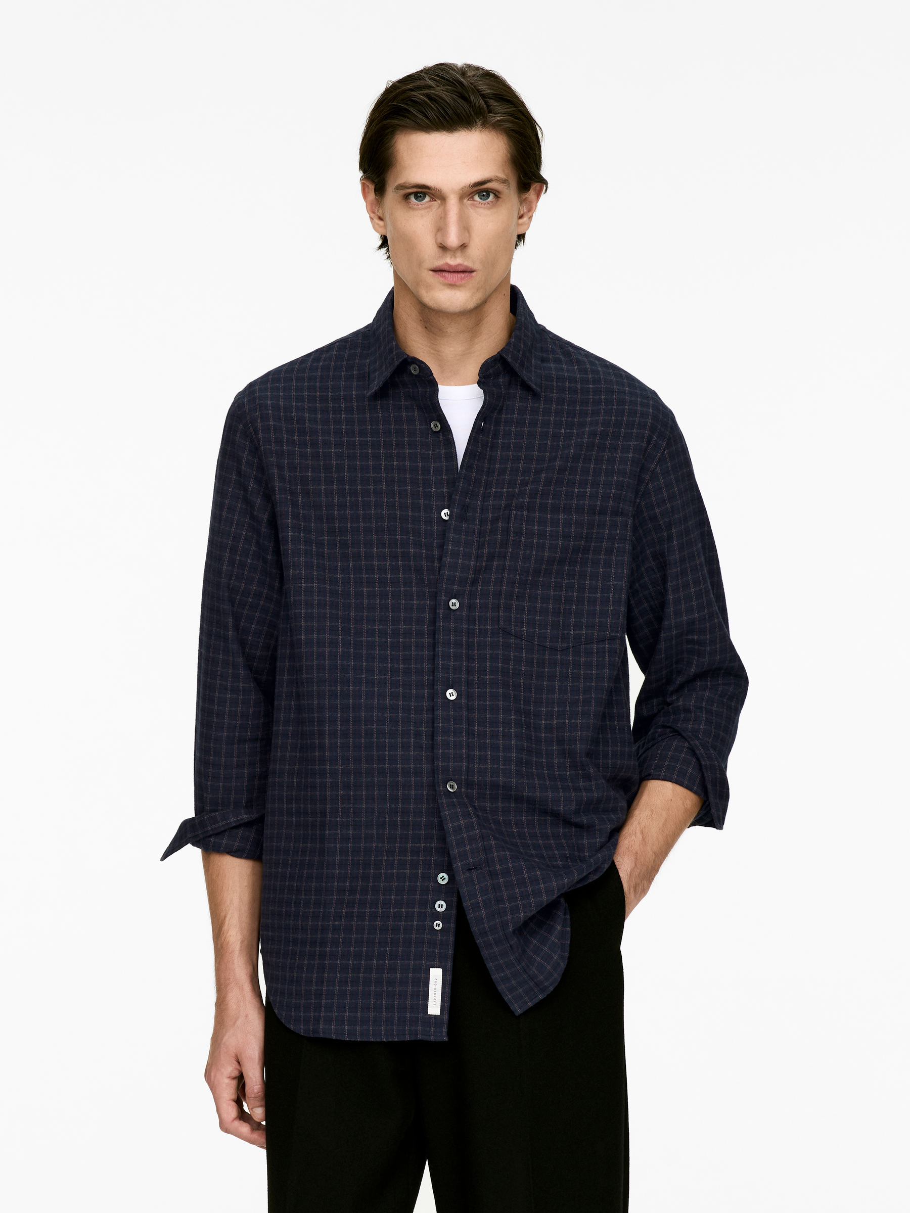 Flannel Shirt - Dark Blue - Relaxed fit - Men - StillMedia/Lookbook - 4