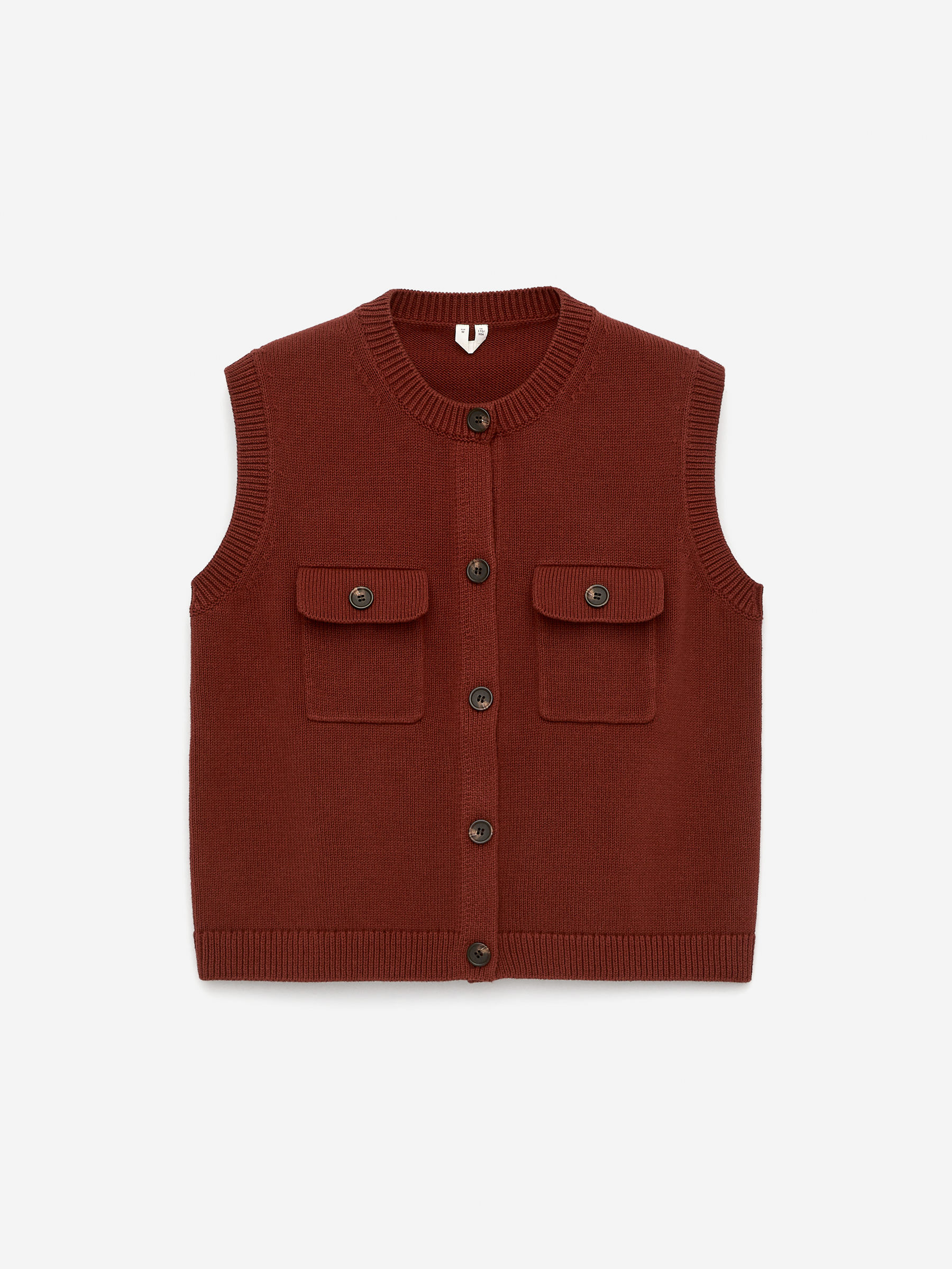 Knitted Cotton Vest - Reddish Brown - Regular fit - Women - StillMedia/DescriptiveStillLife - 1