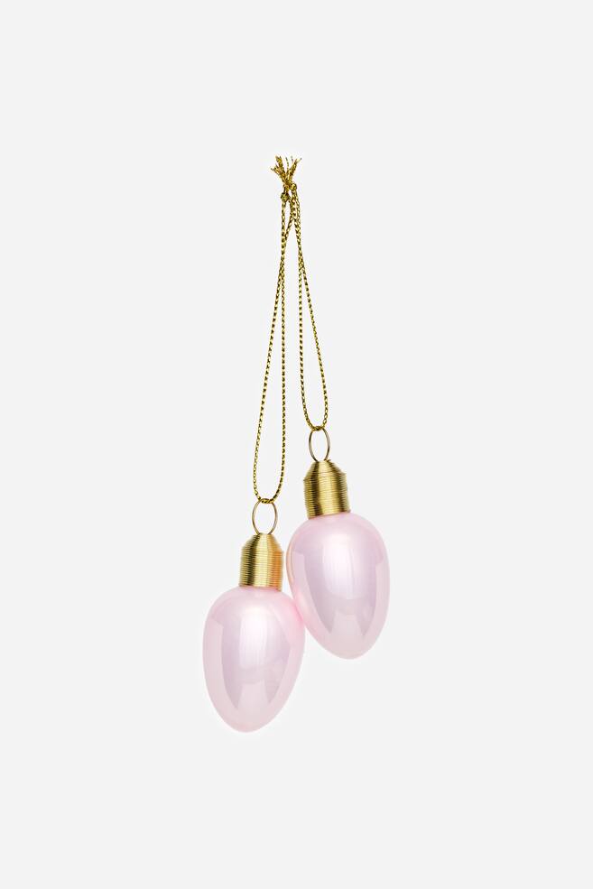 Set van 2 glazen ornamenten - Roze/Geel/Groen/Saliegroen/Wit - 1