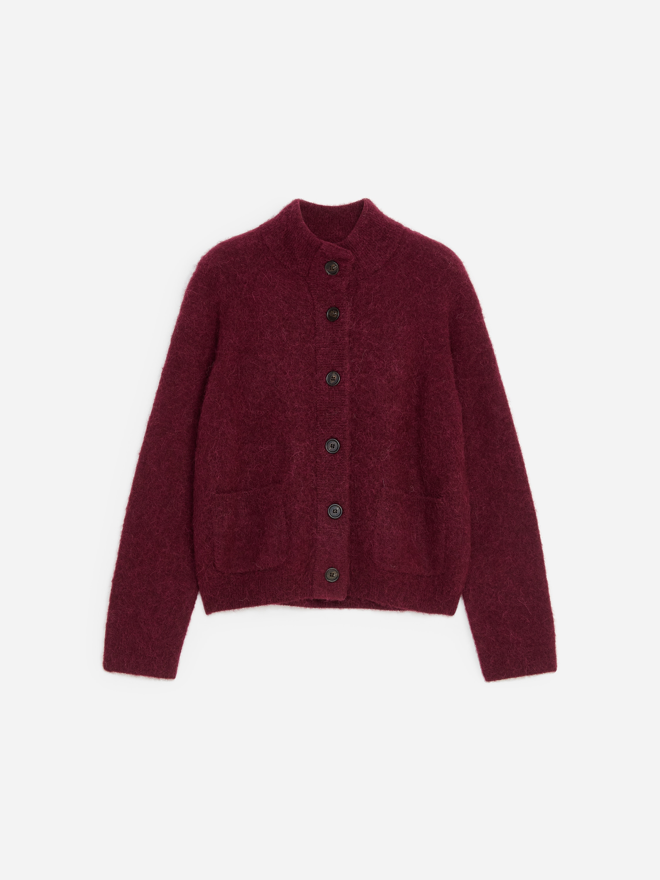 Cardigan din amestec de alpaca și lână - Burgund/Taupe Închis
