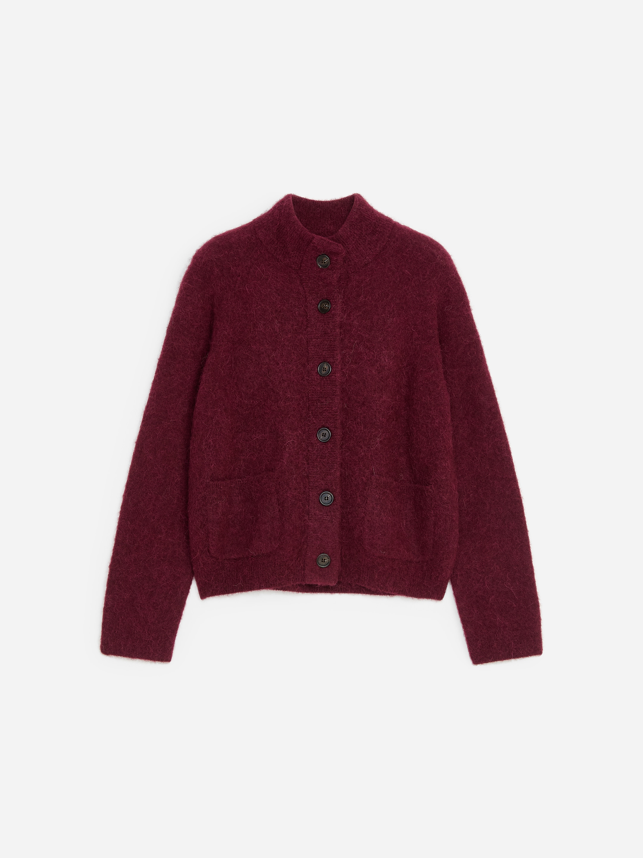 Alpaca-Wool Blend Cardigan - Burgundy - Loose fit - women - StillMedia/DescriptiveStillLife - 1