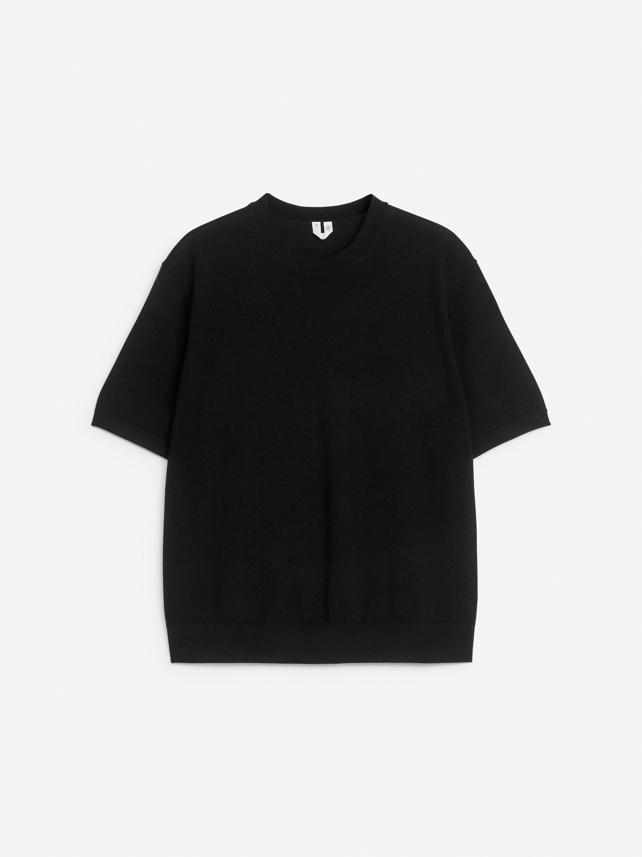 Knitted Merino Wool T-Shirt - Black - Regular fit - Women - StillMedia/DescriptiveStillLife - 1