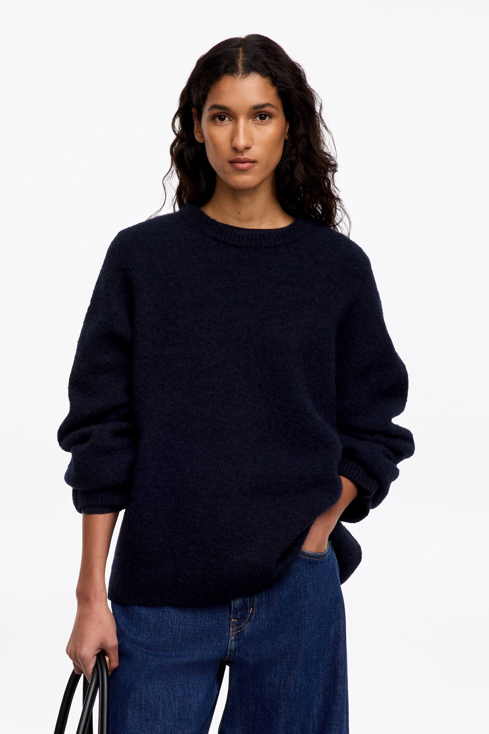 View larger image: Alpaca-Wool Blend Jumper - Dark Blue - Ladies | H&M GB 1