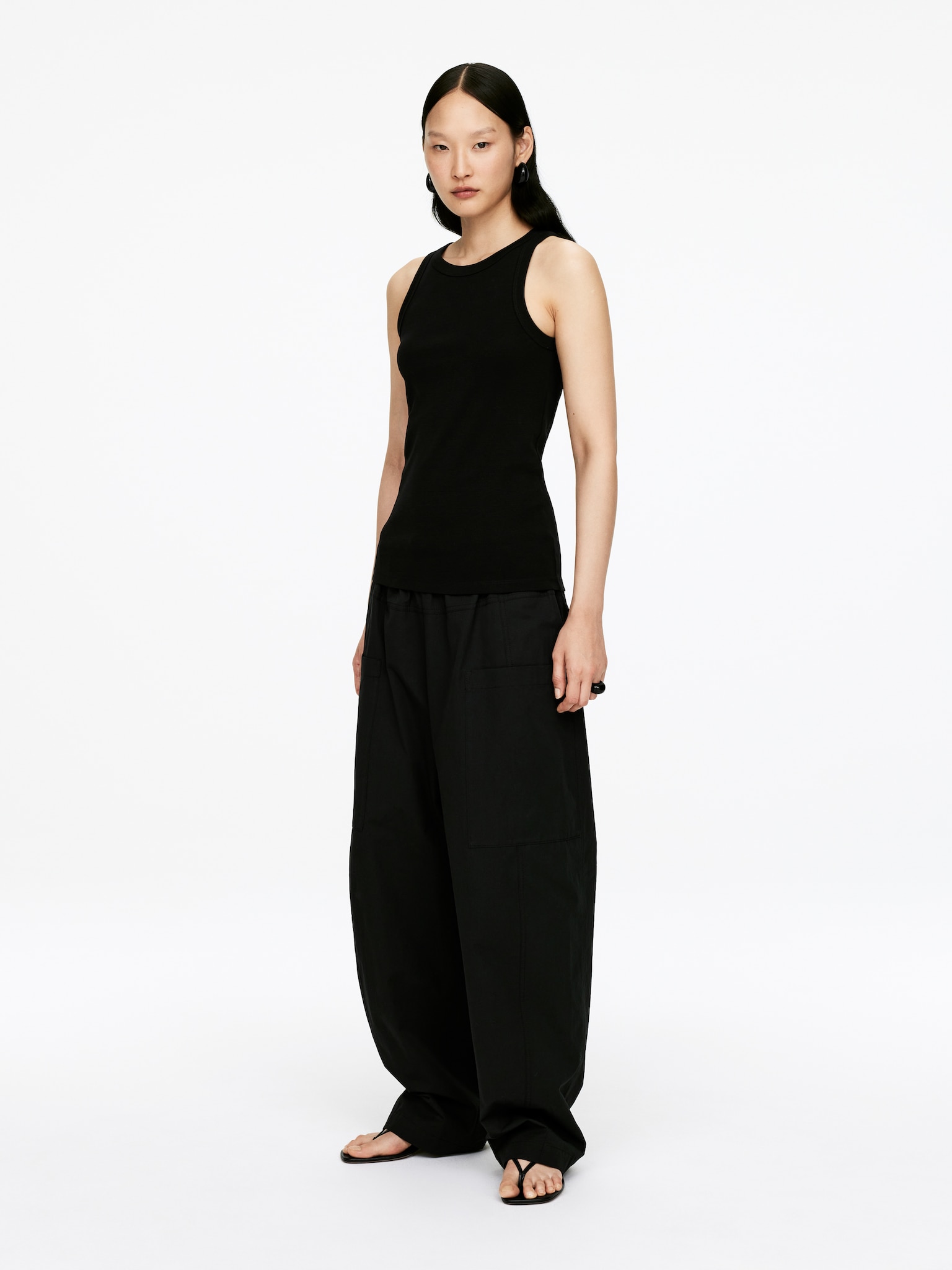 Geripptes Tanktop - Schwarz/Weiß/Grau - 5