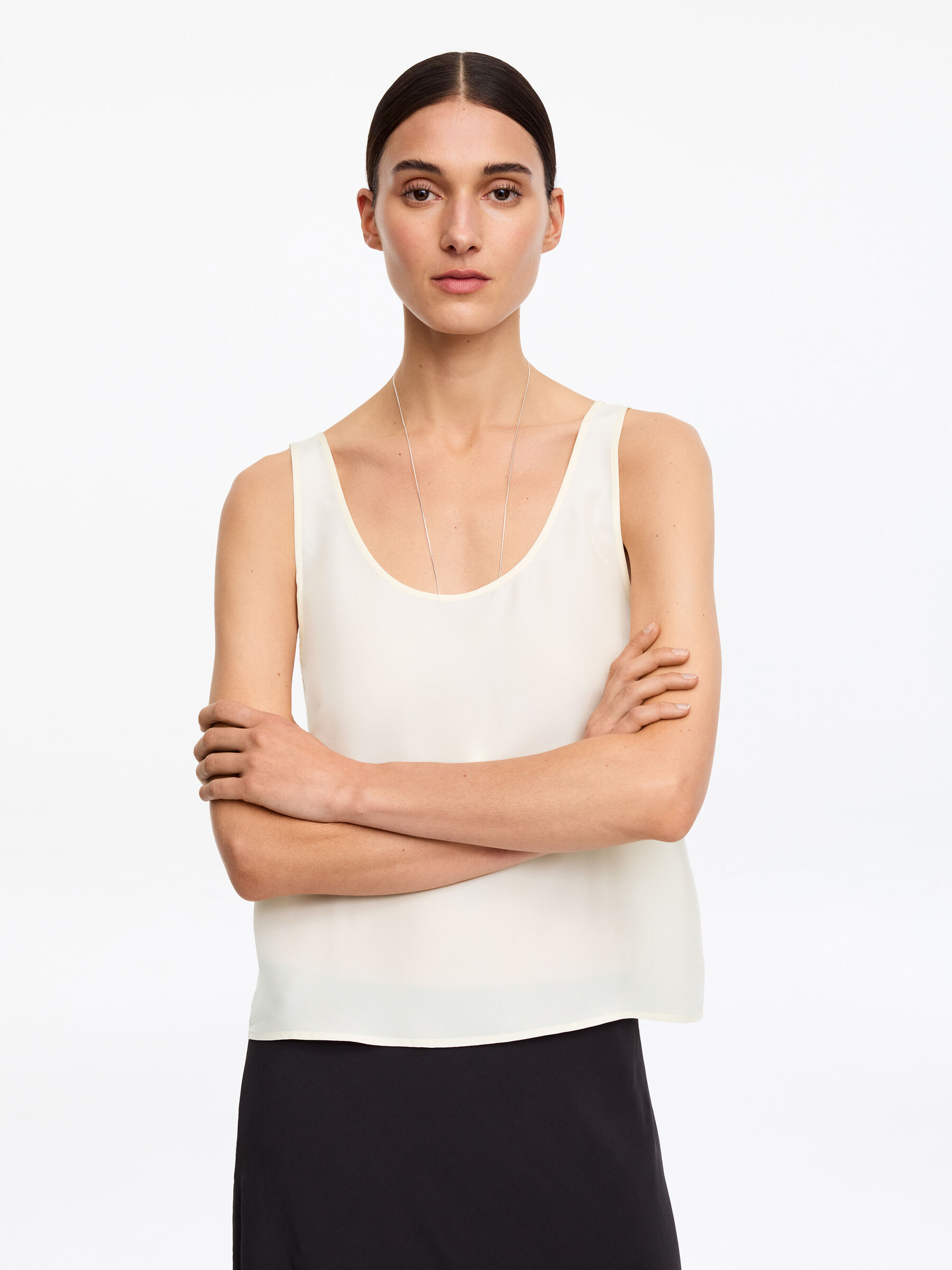 Silk Tank Top - Off White - Regular fit - Women - StillMedia/Lookbook - 2