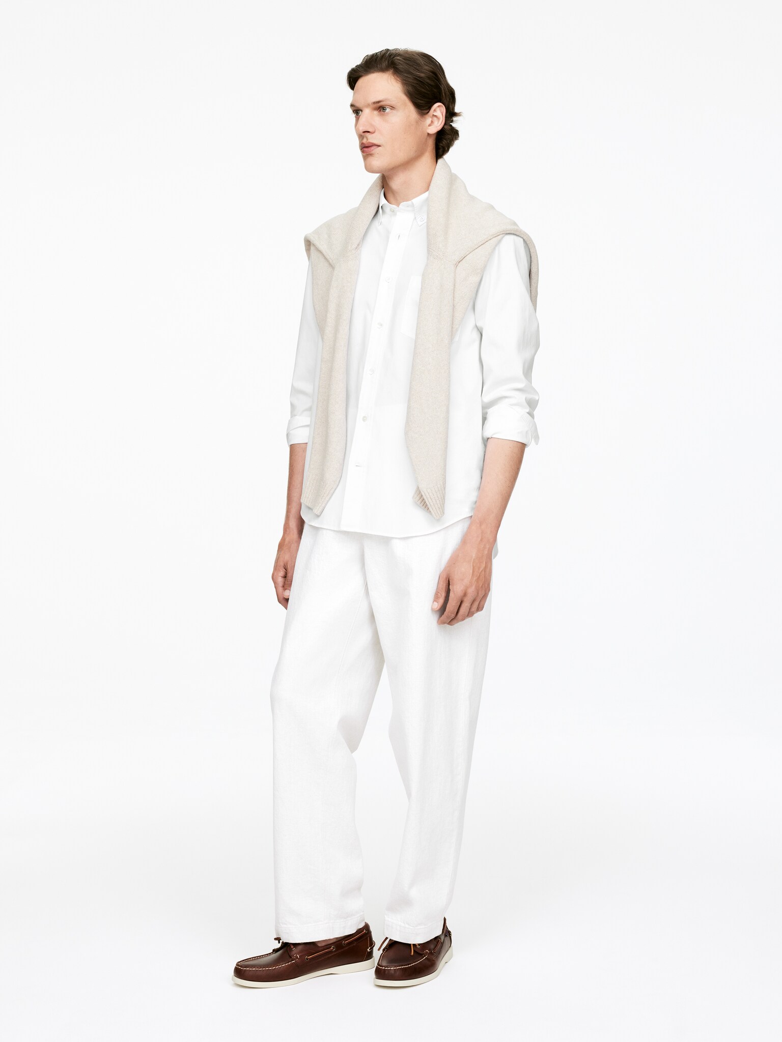 Popeline button-down overhemd - Wit/Donkerblauw - 6