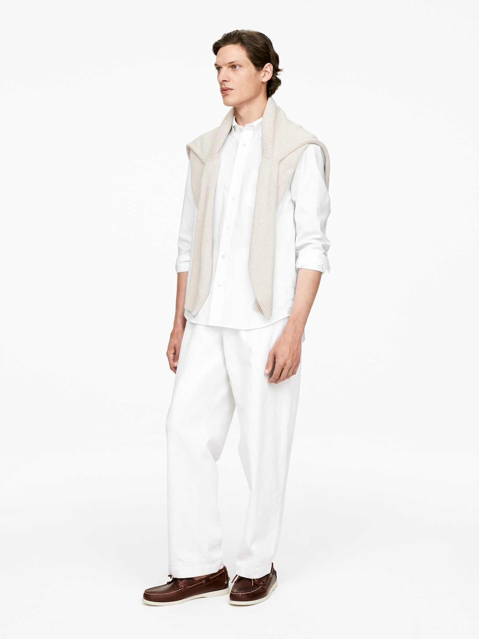 Button-Down Poplin Shirt - White/Dark Blue - 5