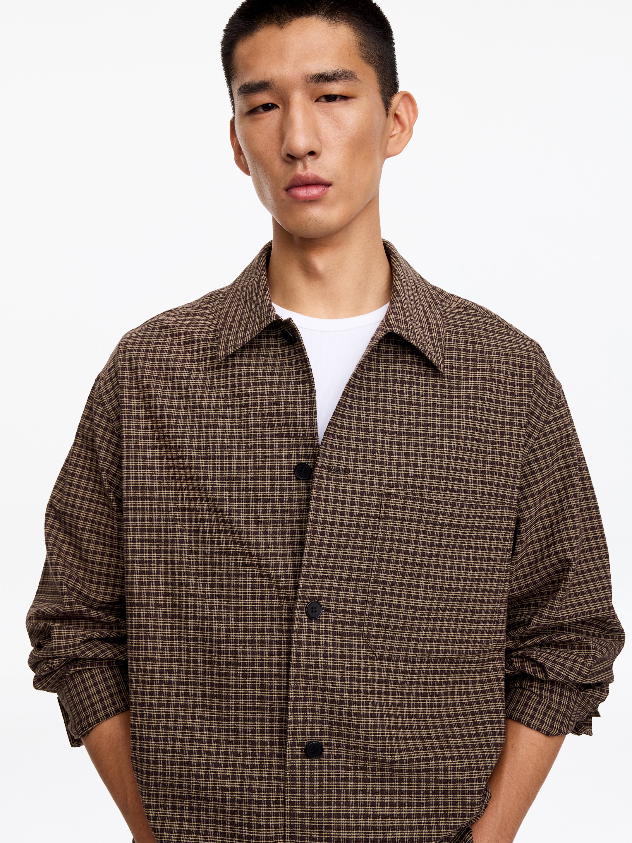Chemise décontractée en seersucker - Marron/Carreaux - Relaxed fit - men - StillMedia/Lookbook - 9