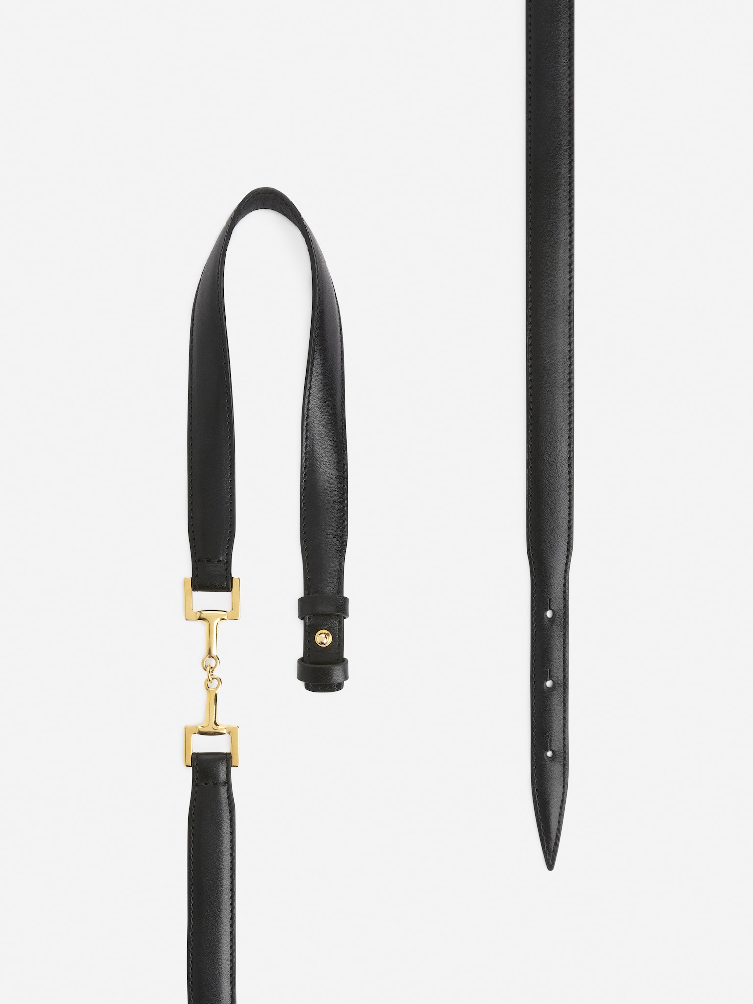 Ceinture en cuir avec boucle mors - Noir - 2